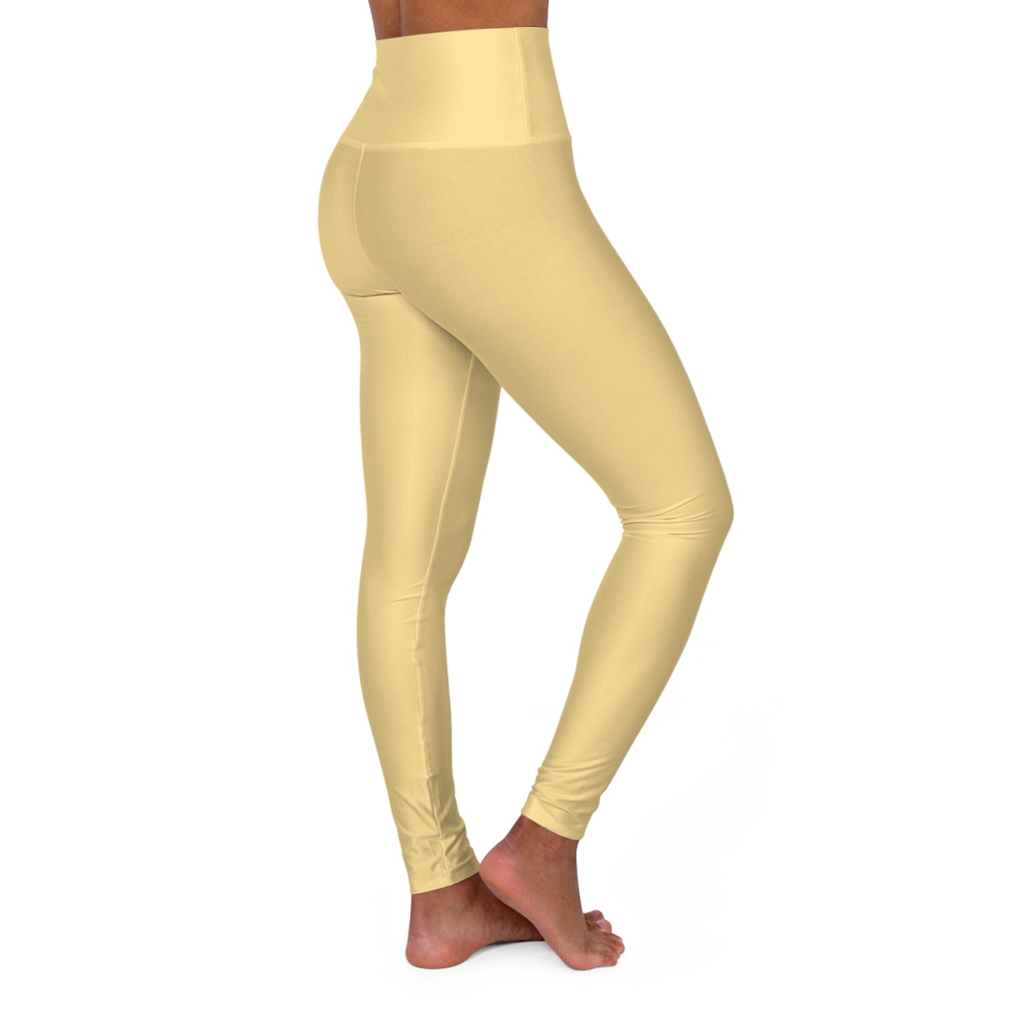 Fog Yellow Color High-Waist Yoga Leggings Women's Seamless Poly-Span Stretchy Pants XS-2XL
