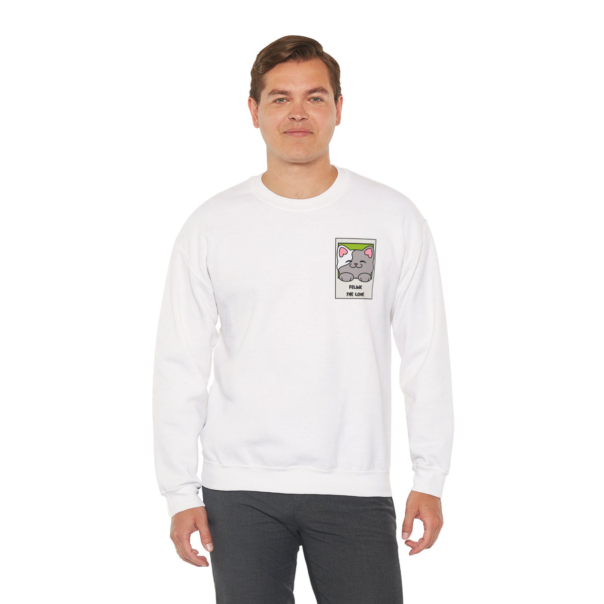 Pocket Cat Graphic Valentine's Day Sweatshirt Unisex 50/50 Cotton-Poly Sweatshirt w74