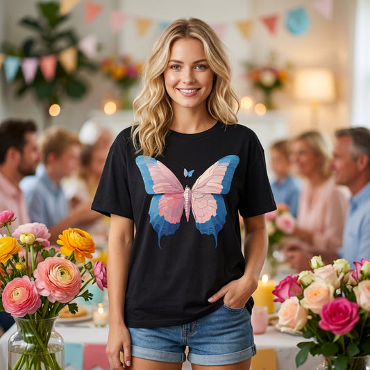 Butterfly Graphic Unisex Cotton Bella+Canvas Tee with Art Design n94