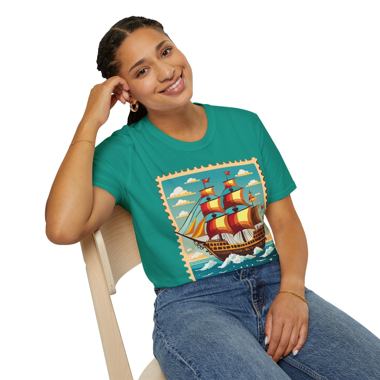 Unisex Softstyle Short Sleeve T Shirt Gildan 64000 Ring Spun Cotton Vessel Ship Frigate Tee