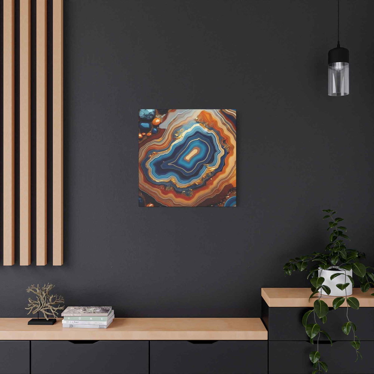 Agate Stone Graphic Print Canvas, Oil Paint Print 20x20, 24x24, 30x30, 32x32, 36x36 Canvas Pine-Wood Inner Frame MC-189