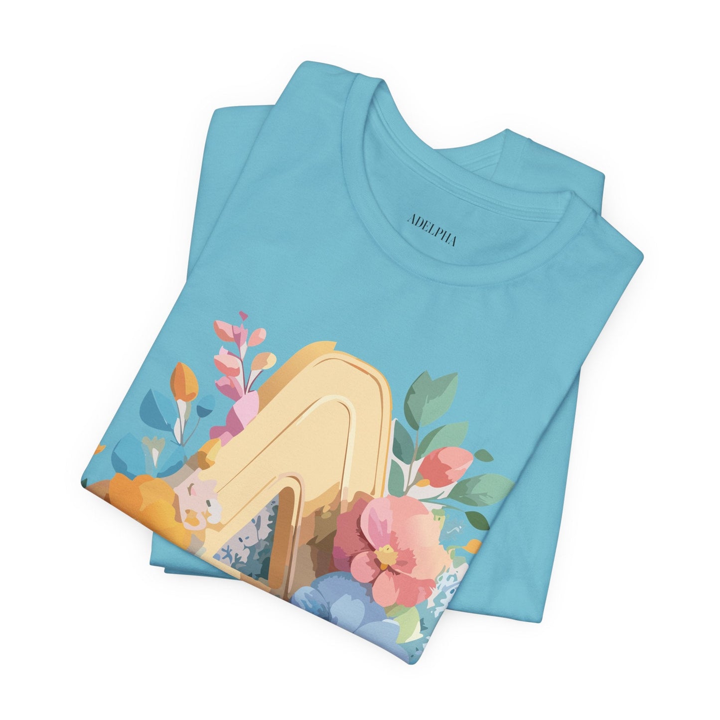 Letter A Shirt Graphic Tee Unisex Short Sleeve by Adelpha Vintage Inspired Art Tee