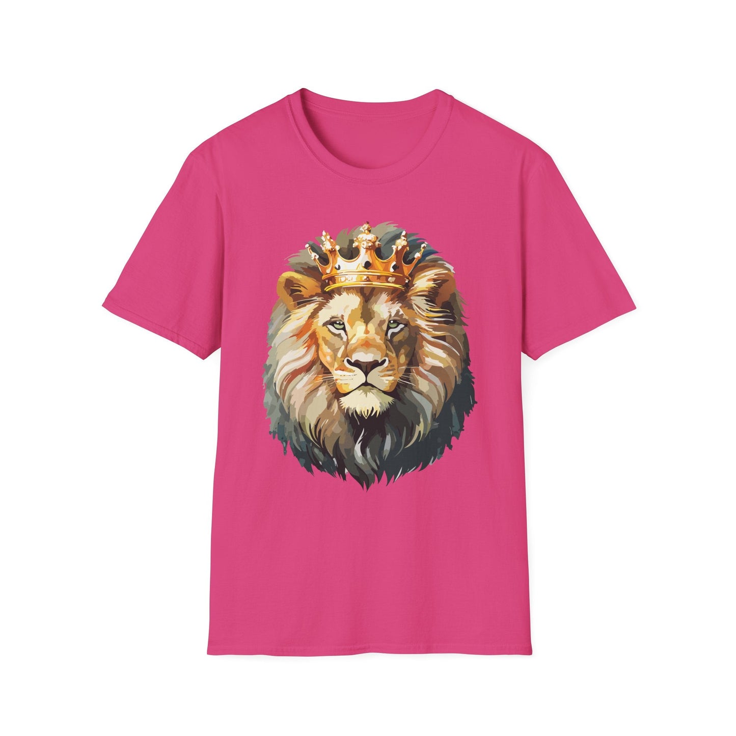 Unisex Lion Print T Shirt Softstyle 64000 One Hundred Percent Ring Spun Cotton
