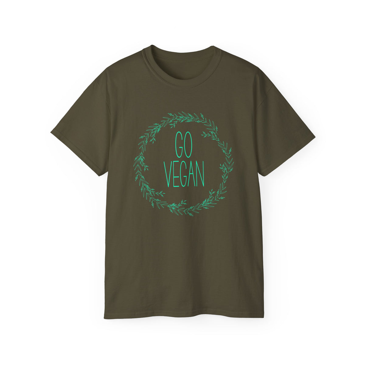 Go Vegan Wreath Tee | Plant-Based Vegan Shirt, Green Botanical Design
