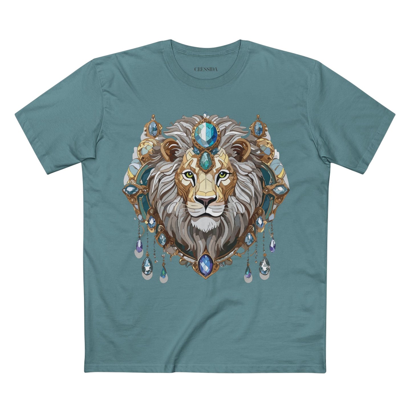 Lion Graphic Unisex 100 Cotton Tee With Unique Animal Golden Medallion Art Design 61