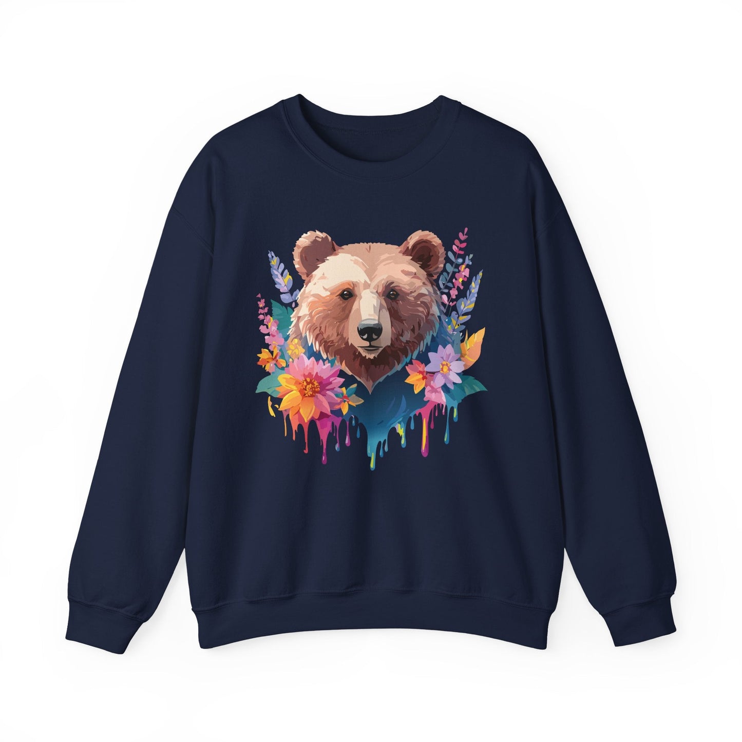 Unisex Floral Bear Sweatshirt, Animals Sweatshirt, Floral Sweatshirt, Art Design Sweatshirt