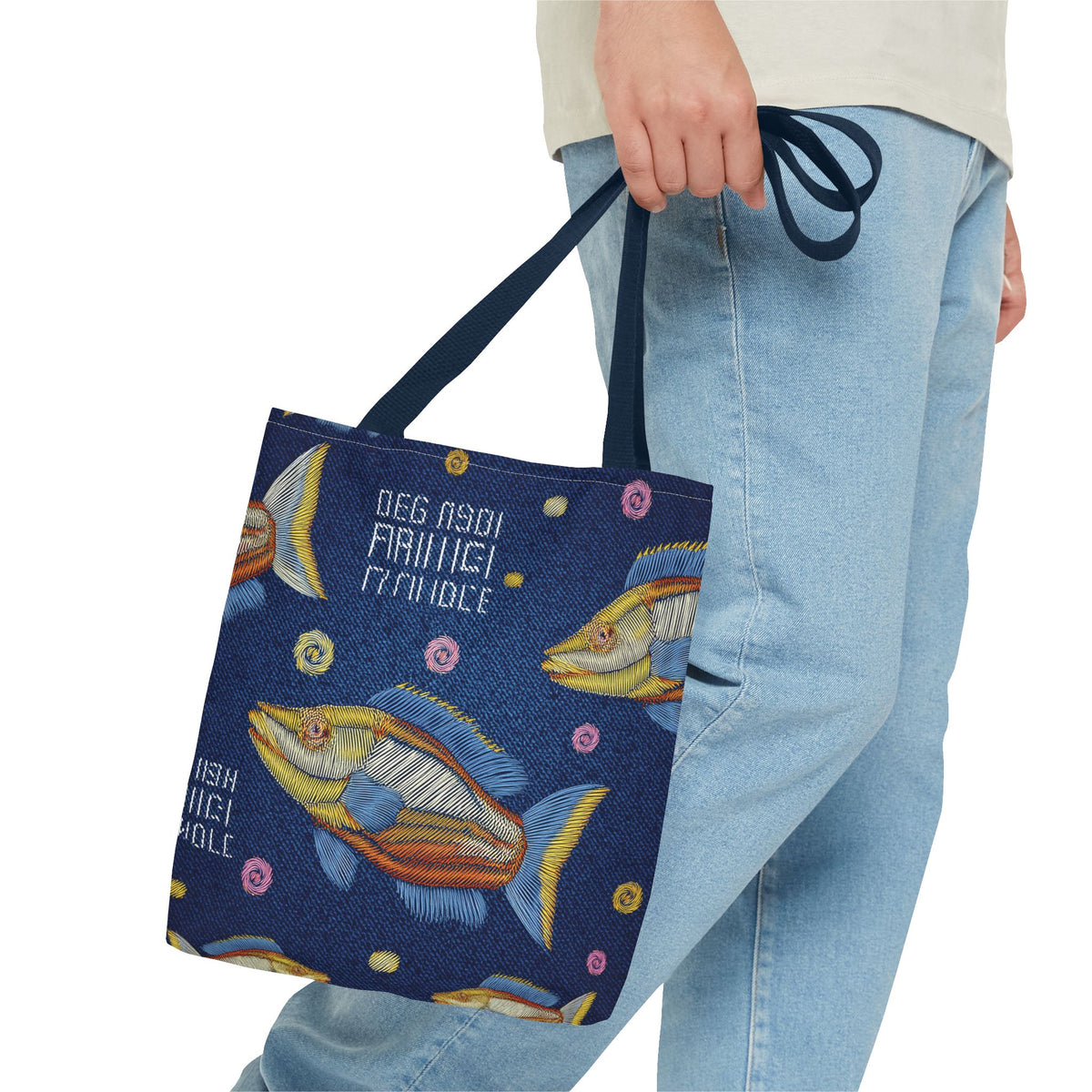 Denim Fabric Imitation Print Unisex Canvas Bag Poly Spun 3 Sizes Tote Bag 193-5