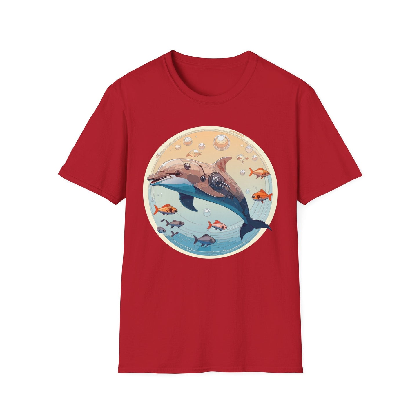 Dolphin Shirt Unisex Softstyle Tee 100 Percent Ring Spun Cotton Breathable Gildan 64000