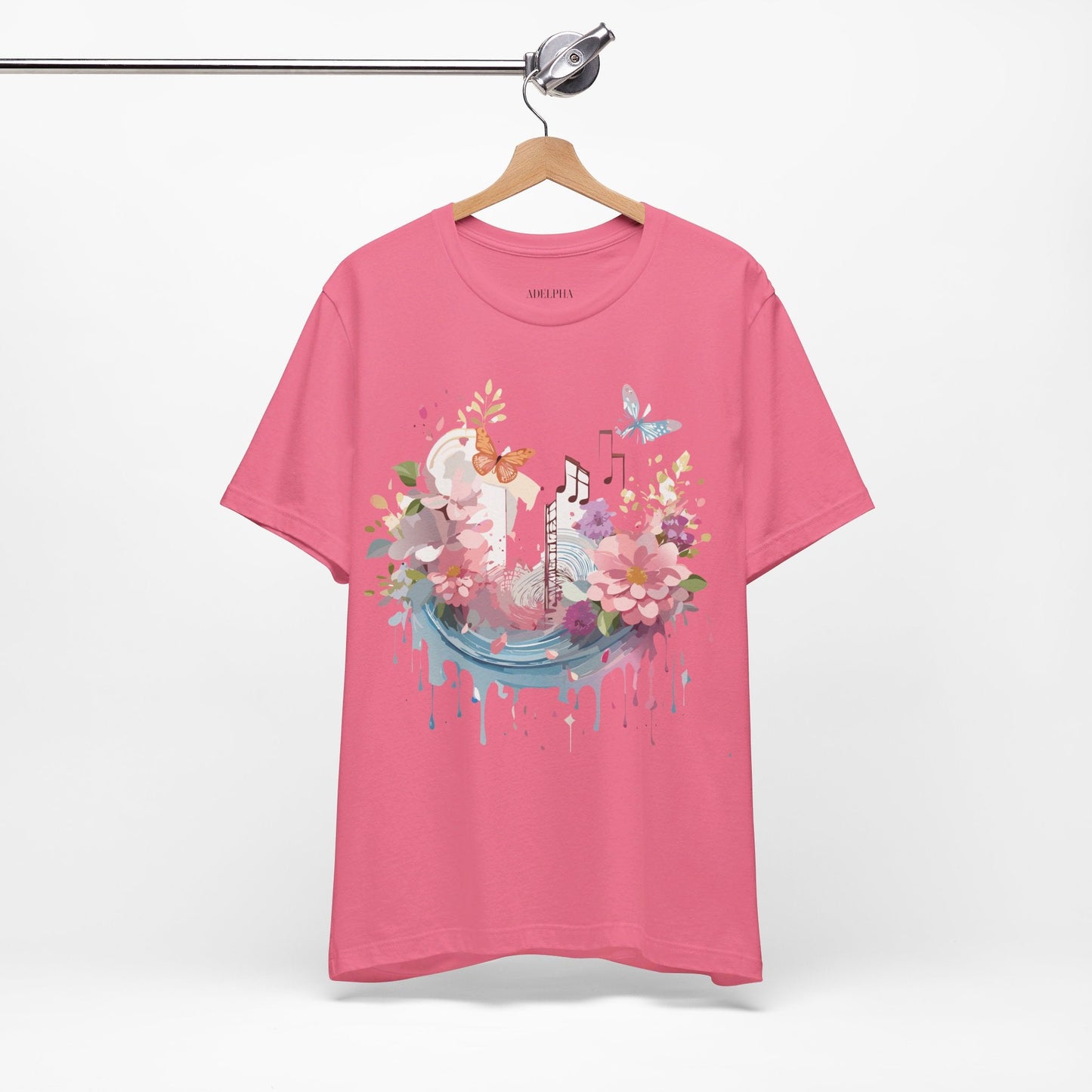 Music Graphic Unisex 100 Cotton Vintage Art with Musical Elements Tee 122