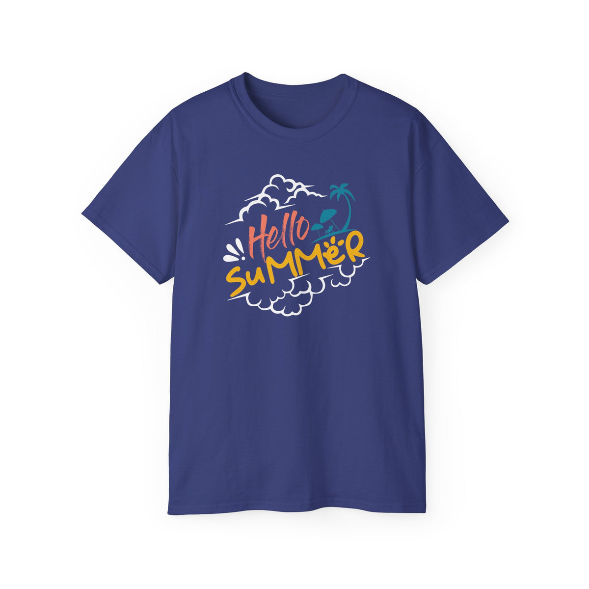 Hello Summer palm graphic Tee | beach vibes, tropical script, casual summer top