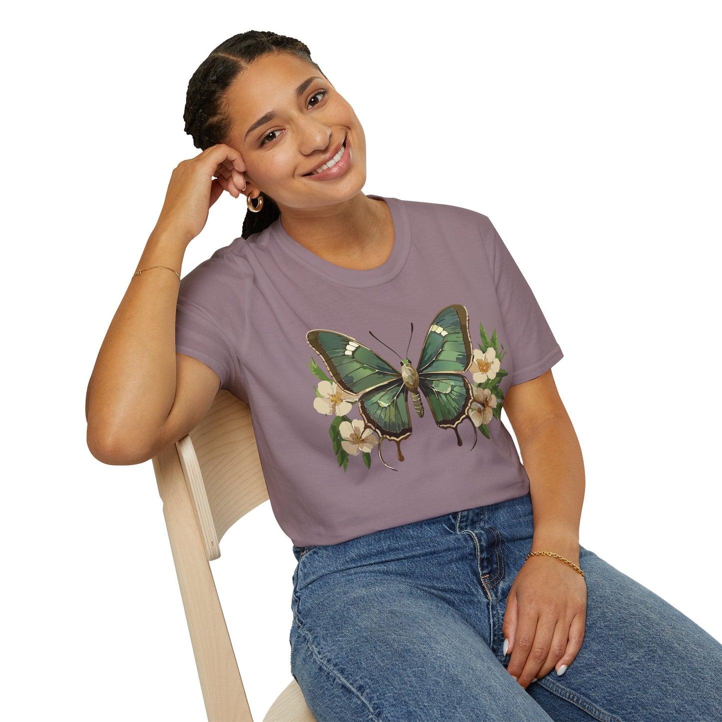 Butterfly Shirt Monarch Style Unisex T Shirt Gildan Softstyle 64000 100 Percent Ring Spun Cotton