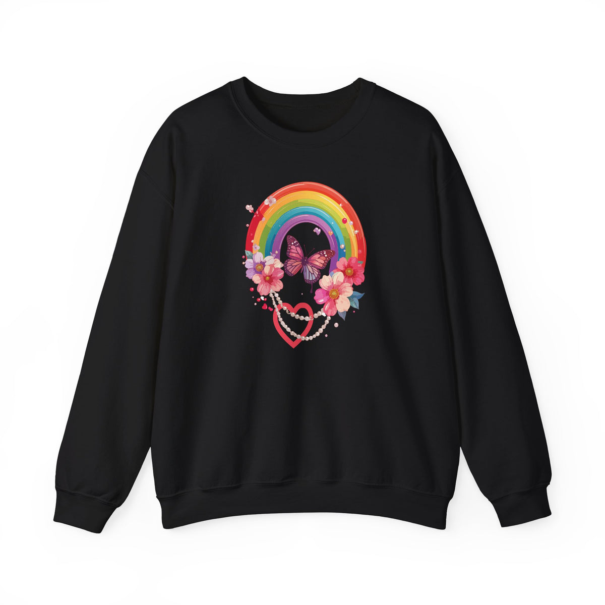 Rainbow Heart Sweatshirt, Floral Heart Sweatshirt, Floral Love Sweatshirt, Valentine's Day Sweatshirt, Rainbow Heart Floral Sweatshirt 106