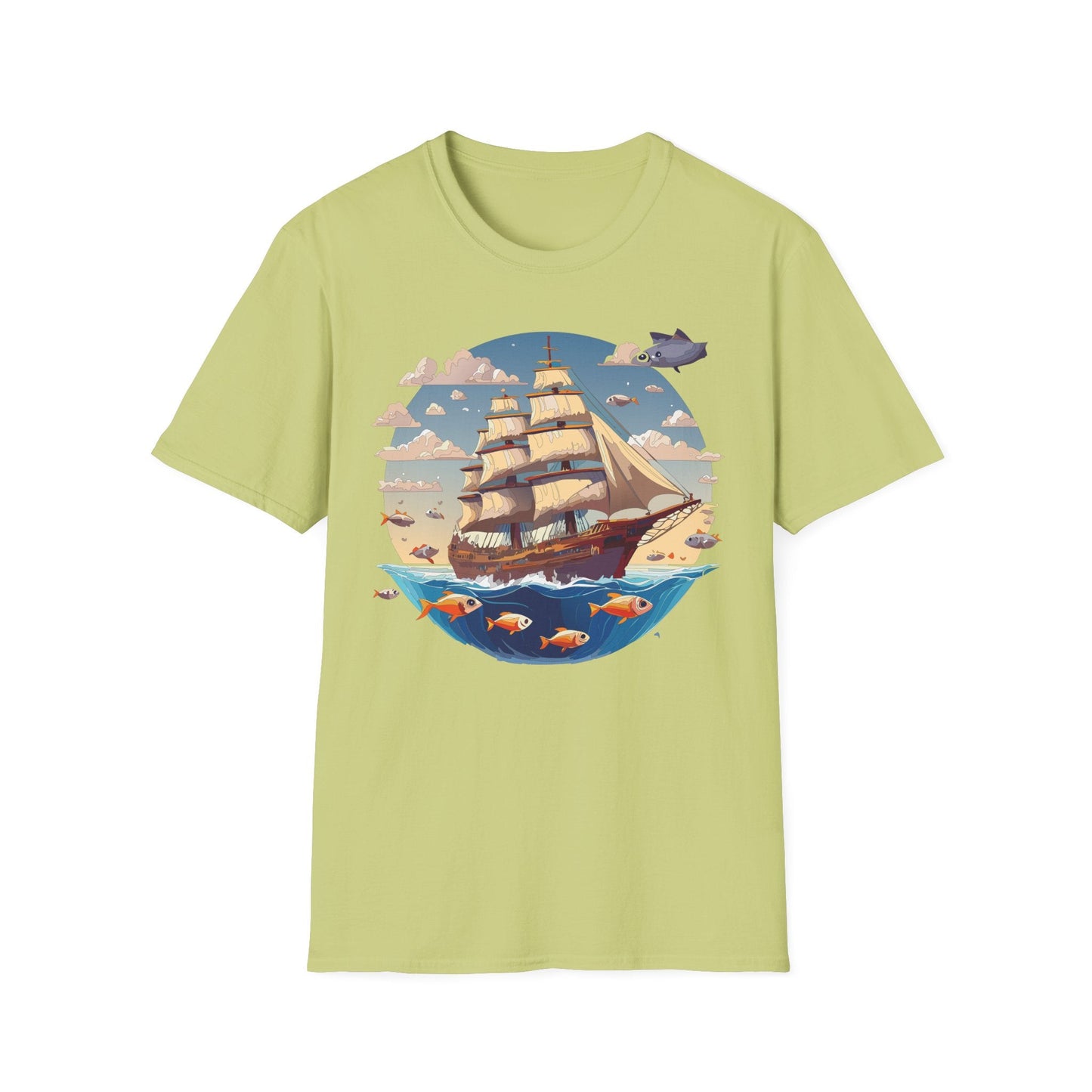 Nautical Ship Frigate Vessel T Shirt Unisex Premium Softstyle Cotton Tee Gildan 64000