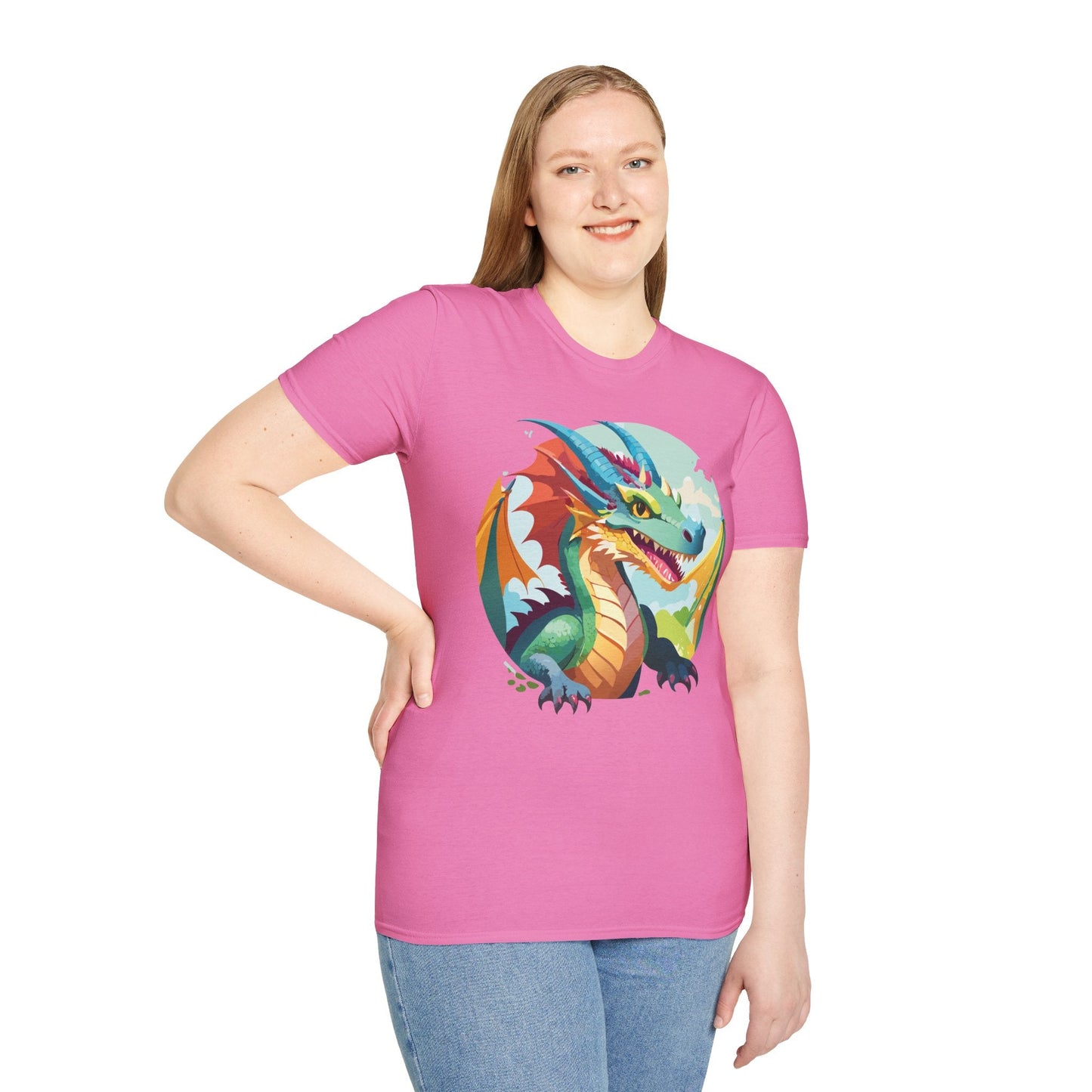 Dragon Graphic Unisex Cotton Softstyle Art Design Tee With Animals 19