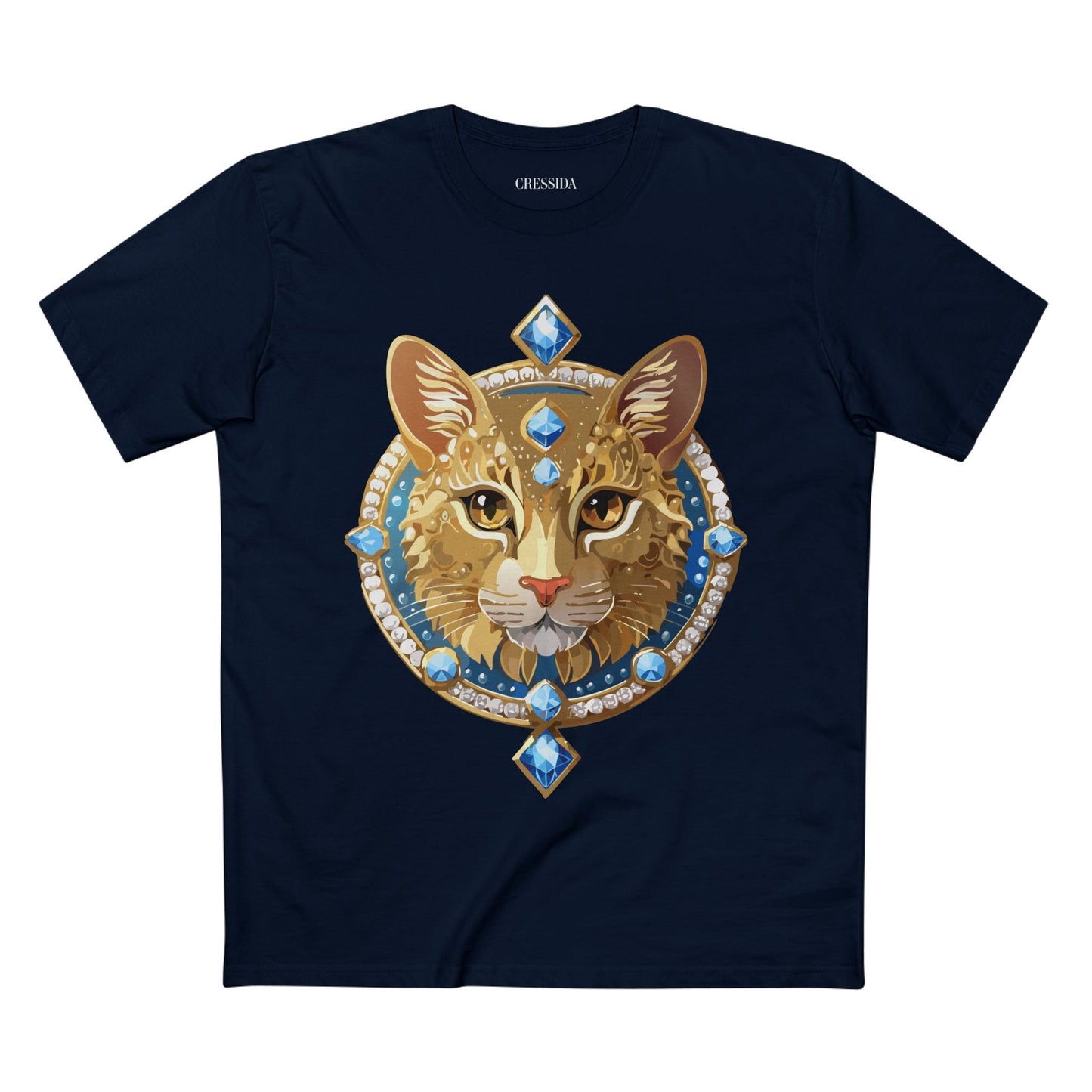 Cat Graphic Unisex 100 Cotton Tee With Unique Animal Golden Medallion Art Design 10