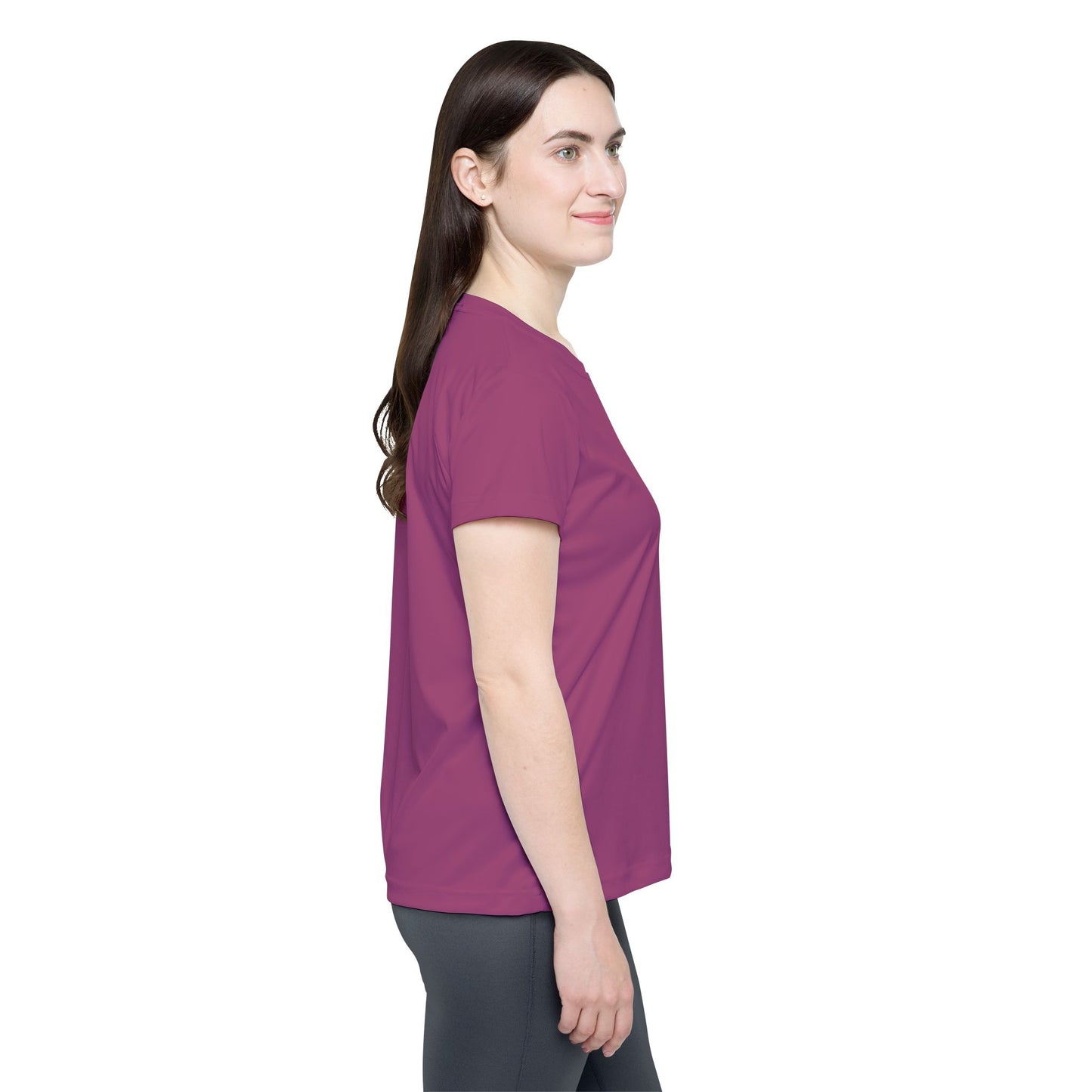 Berry Blush Women's Sports Jersey Short Sleeves 100% Poly Solid Berry Pink Color Print Athletic Tee