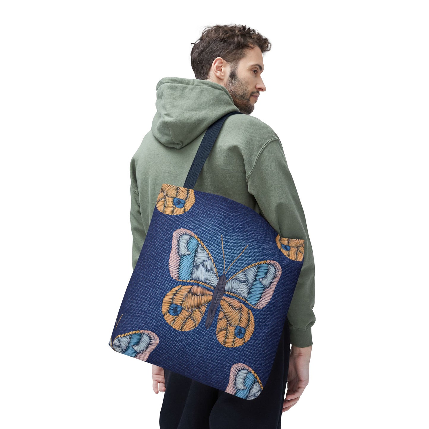 Denim Fabric Imitation Print Unisex Canvas Bag Poly Spun 3 Sizes Tote Bag 175