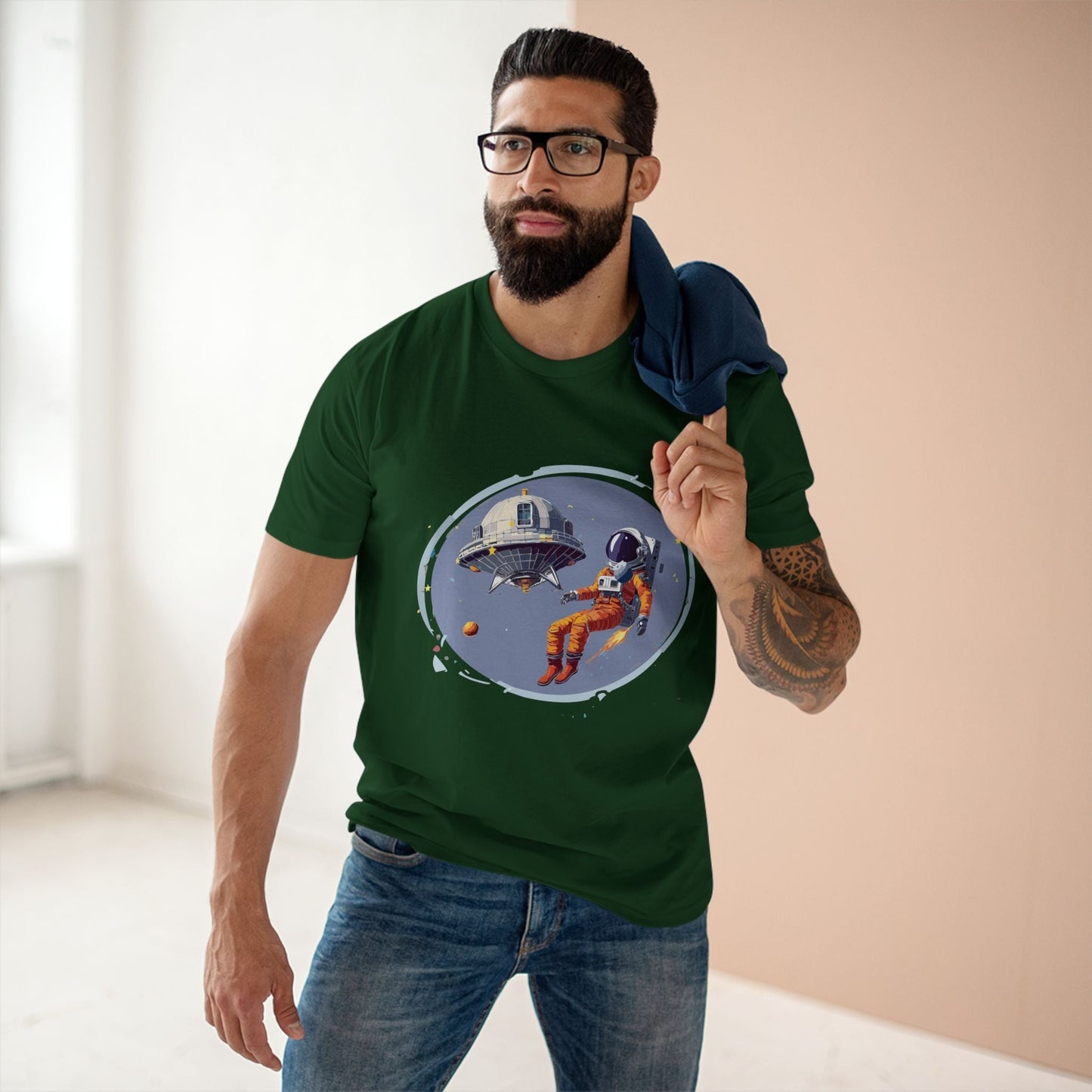 Cosmos Astronaut Shirt For Unisex Premium Cotton Tee With Original Art Design Retro2Nova