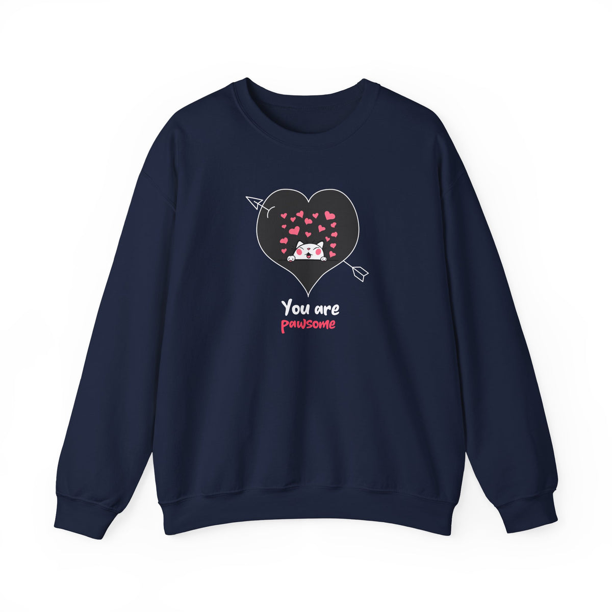 Cat Graphic Valentine's Day Sweatshirt Unisex 50/50 Cotton-Poly Animal Sweatshirt w17