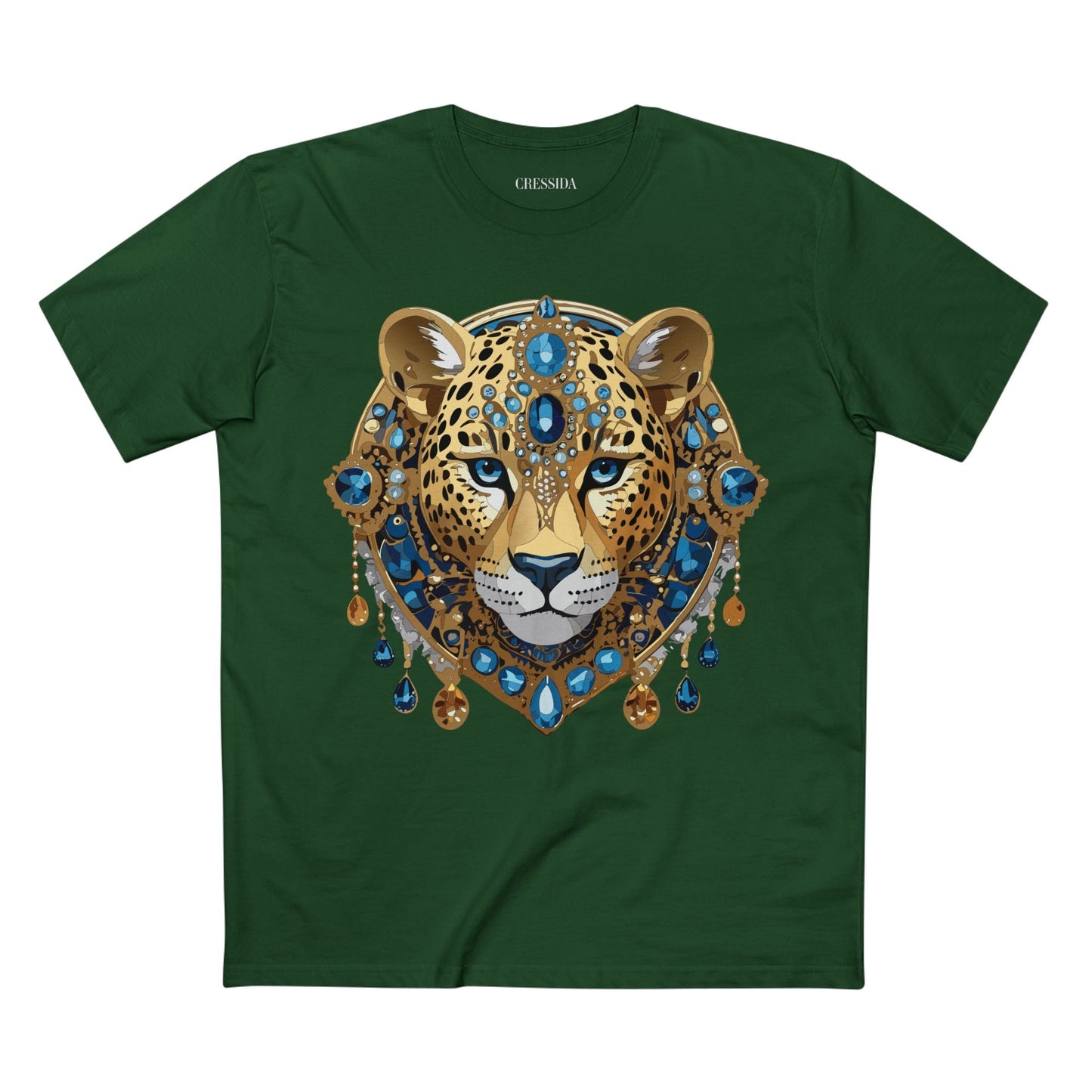 Cheetah Graphic Unisex 100 Cotton Tee With Unique Animal Golden Medallion Art Design 47