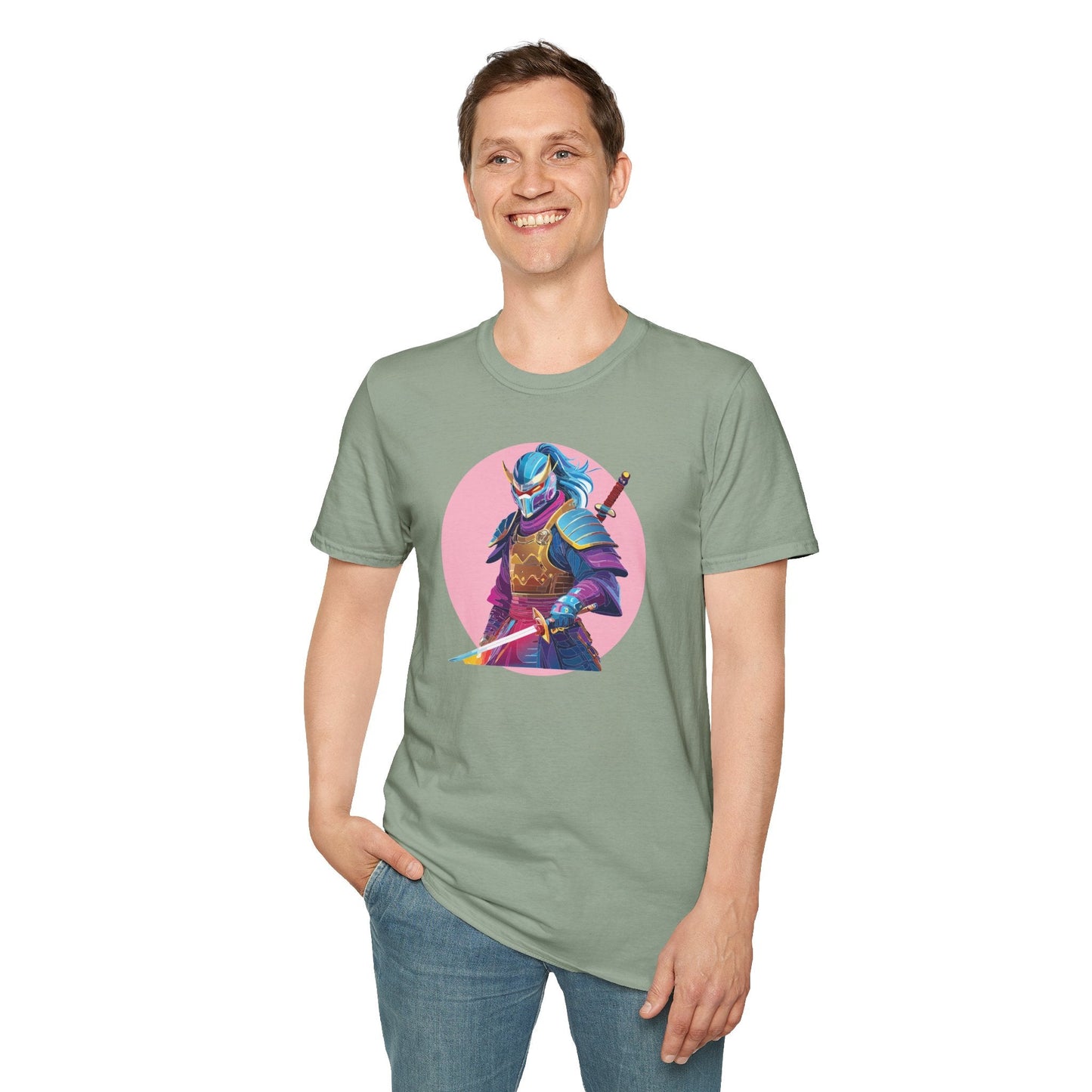 Samurai Themed Unisex Softstyle Tee Shirt Gildan 64000 100 Percent Ring Spun Cotton