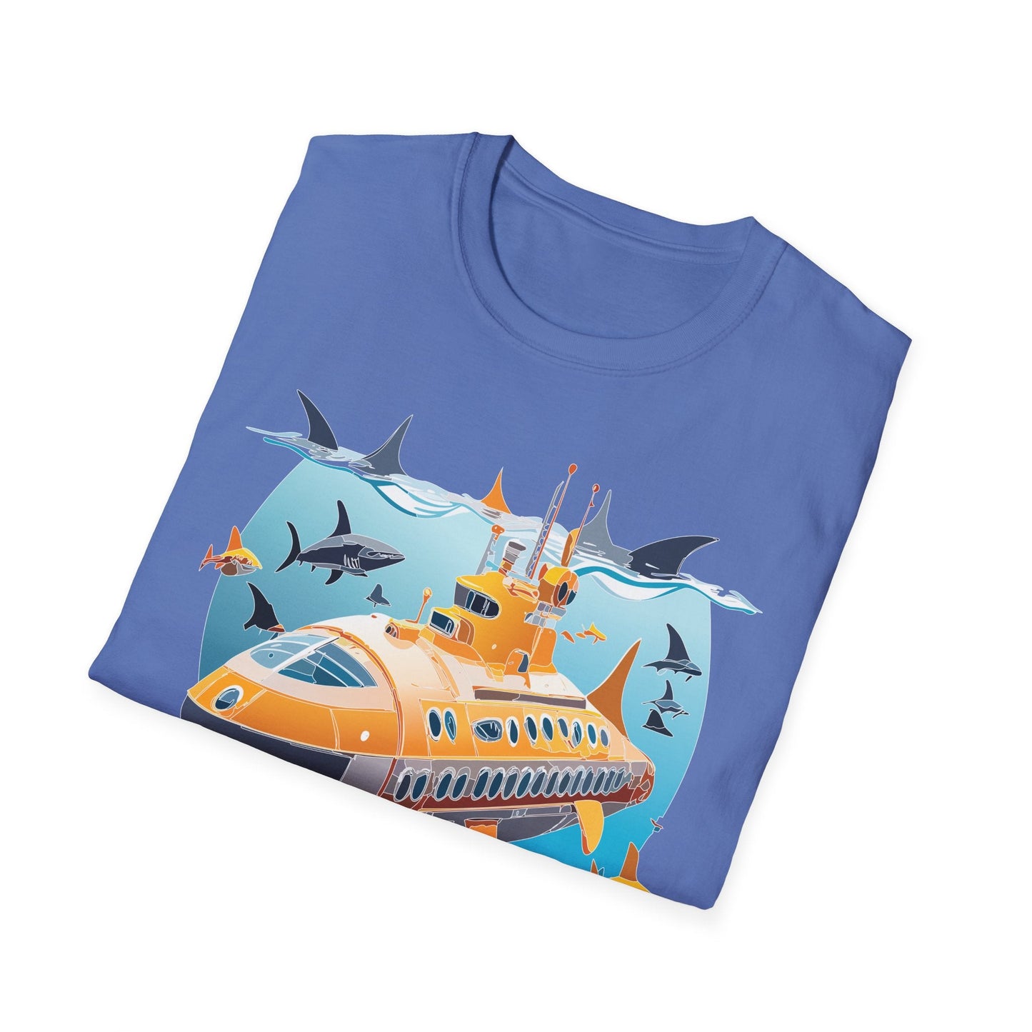 Ocean Themed Unisex Gildan Softstyle 64000 Short Sleeve T Shirt With Ocean Art Design