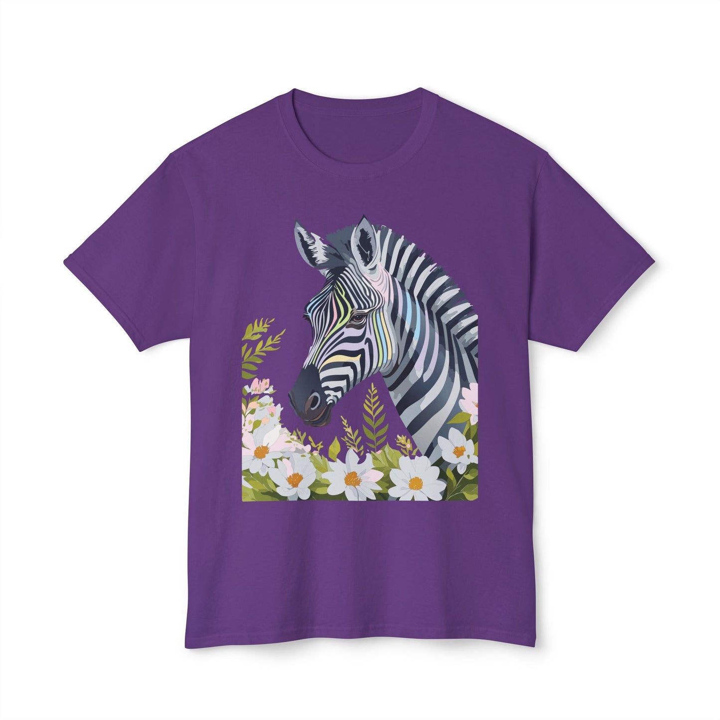 Unisex Zebra Art Design T Shirt With Floral Print HD Cotton Premium USA Made Jersey