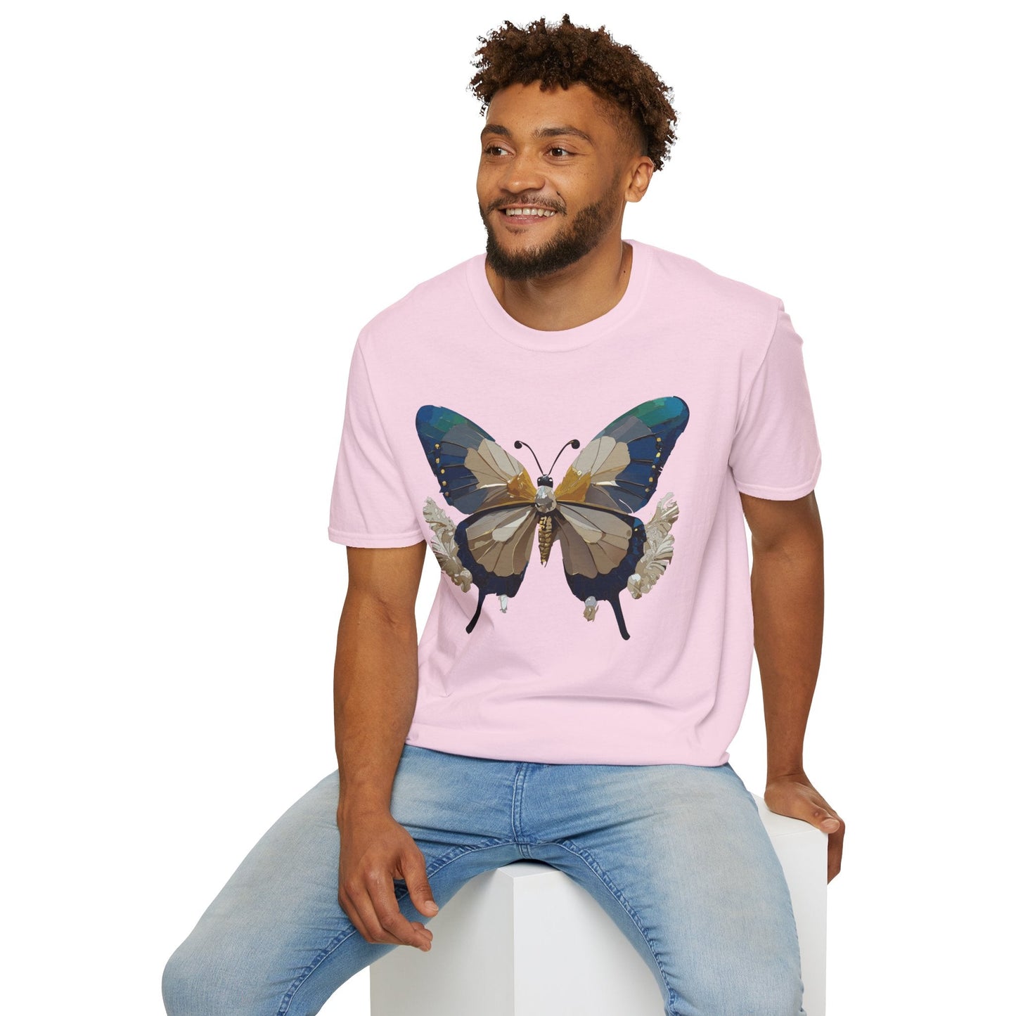 Butterfly Themed Unisex T Shirt With Monarch Design Gildan Softstyle 64000 Premium Ring Spun Cotton