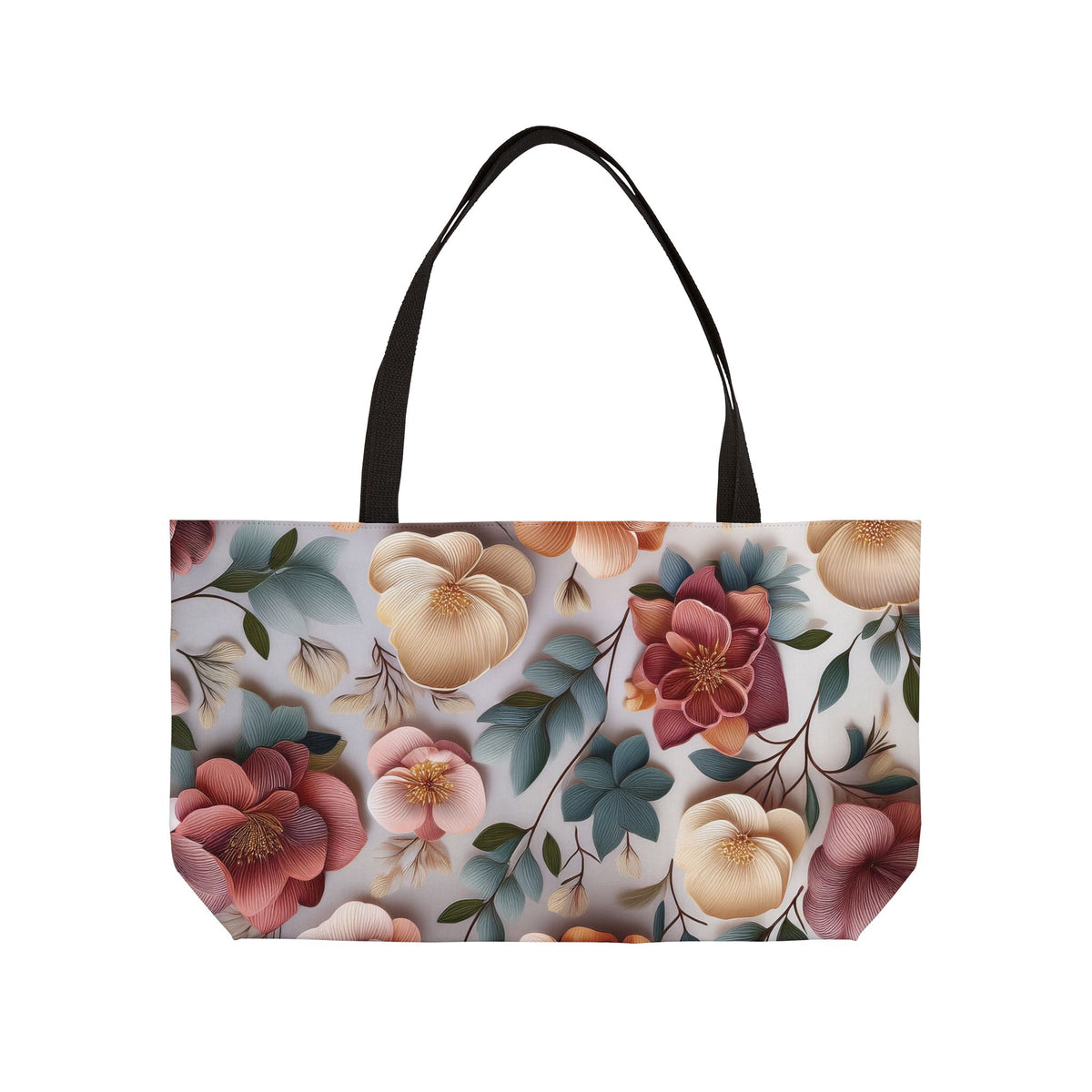 Floral Print Poly Canvas Weekender Bag 17