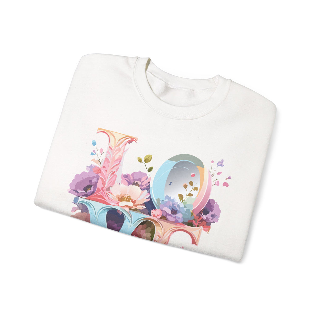 Floral Love Graphic Valentine's Day Sweatshirt Unisex 50/50 Cotton-Poly Sweatshirt w47