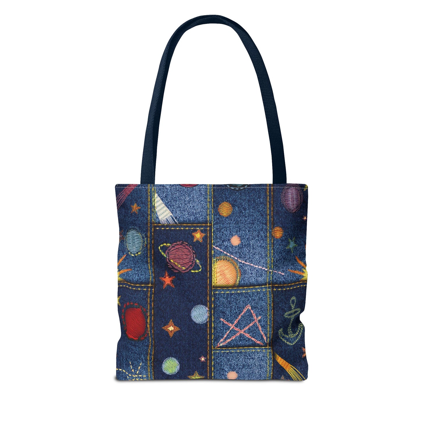 Denim Fabric Imitation Print Unisex Canvas Bag Poly Spun 3 Sizes Tote Bag 183-2