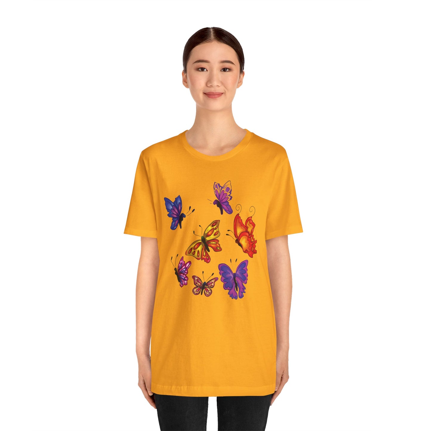 Cotton Tee Shirt with Butterfly Prints