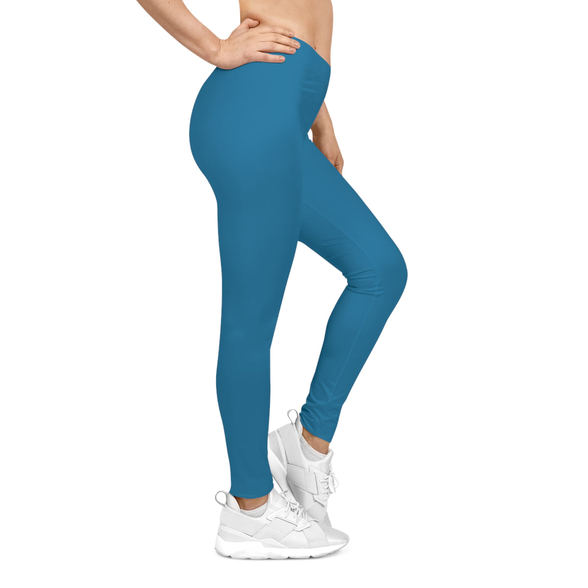 Cerulean Blue Color Women's Poly-Span Casual Leggings XS-2XL