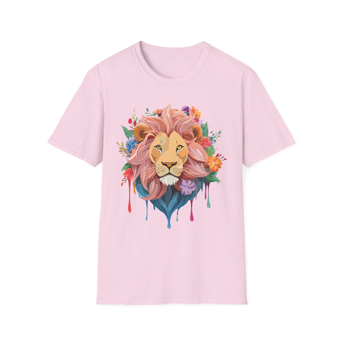 Floral Watercolor Lion T-Shirt | Colorful Mane Illustration