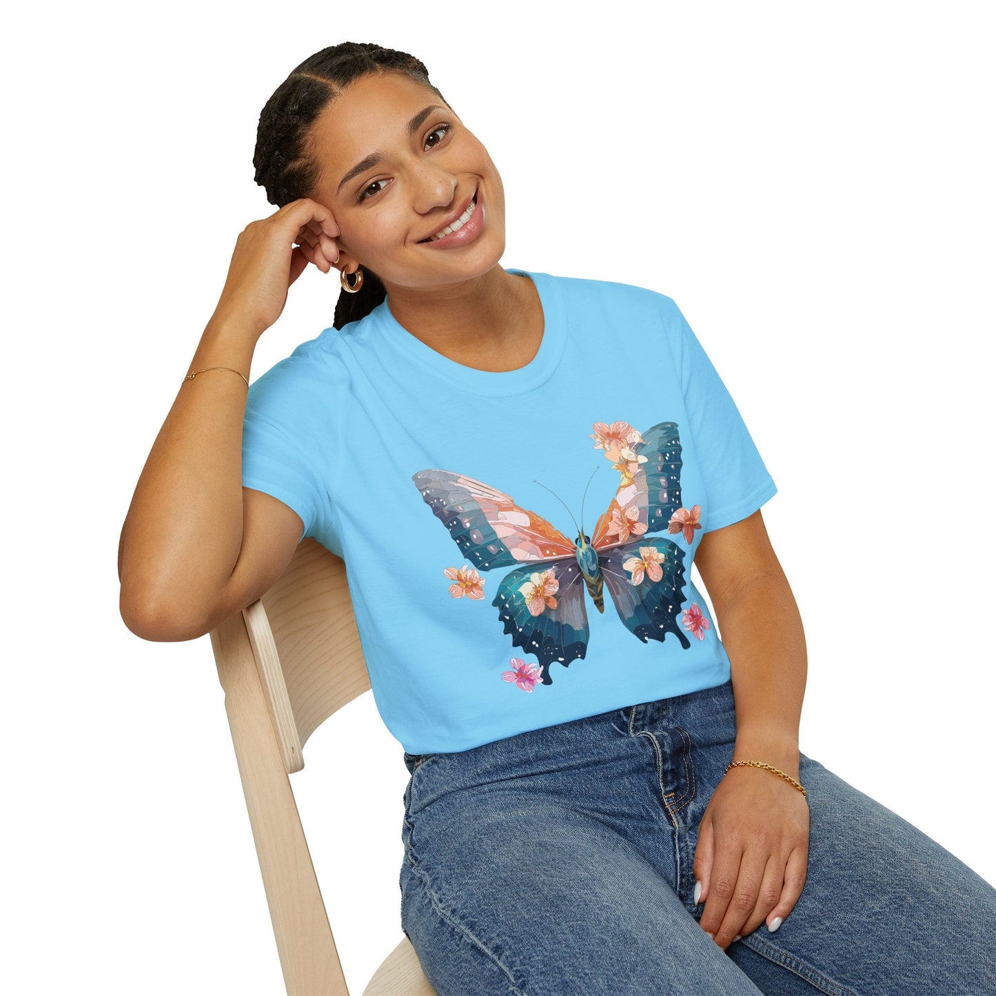 Butterfly Shirt Unisex T Shirt Monarch Print Gildan Softstyle 64000 Ring Spun Cotton Tee