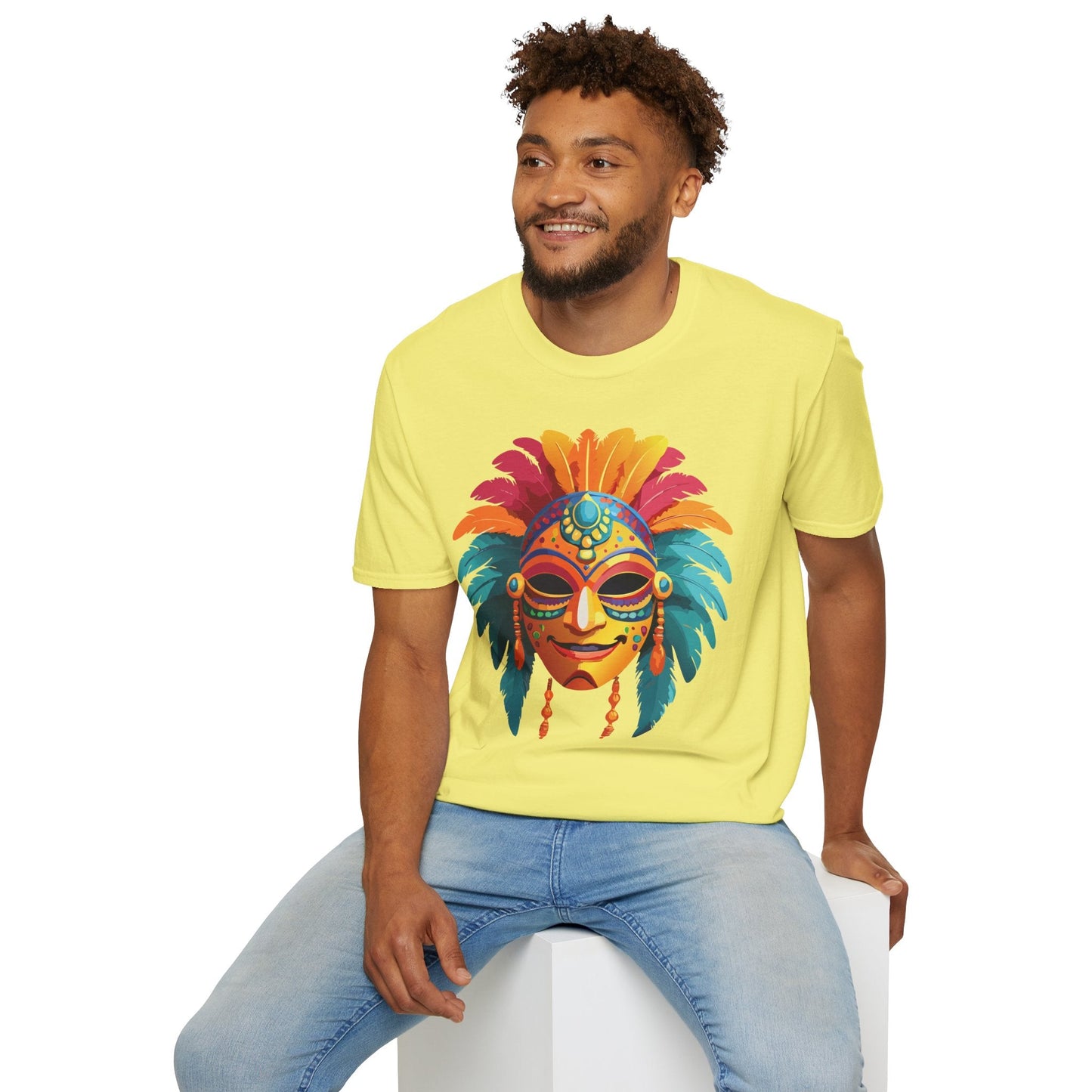 Mask Tee Shirt Unisex Softstyle Gildan 64000 100 Percent Ring Spun Cotton Masquerade Tee