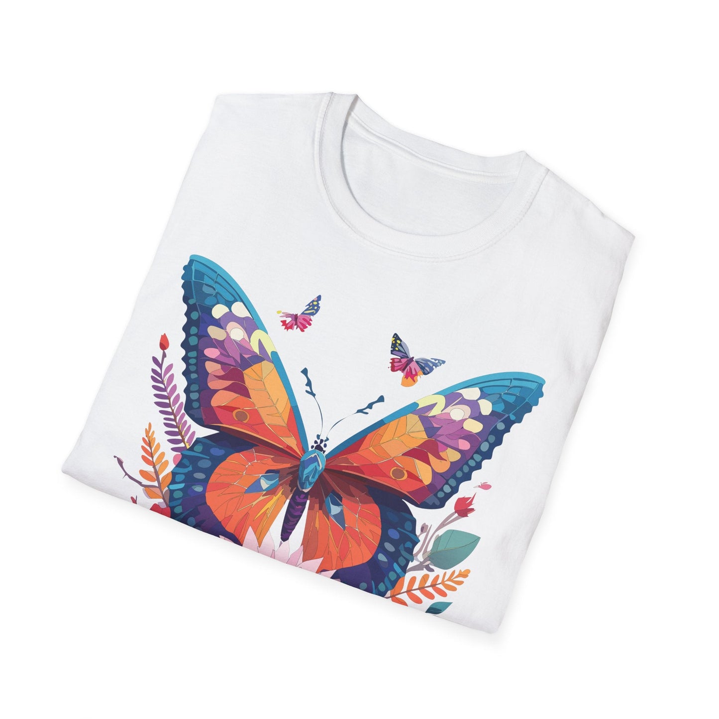 Butterfly Print Unisex T Shirt Softstyle 64000 Monarch Butterfly Themed Tee Ring Spun Cotton