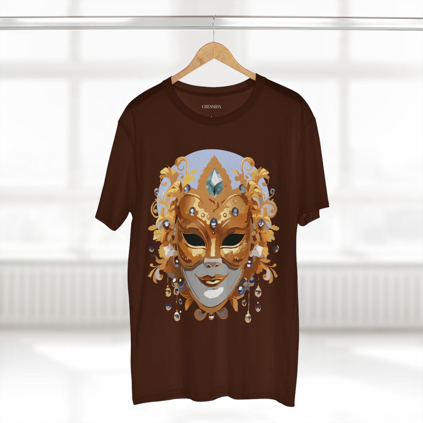 Carnival Mask Graphic T-Shirt Unisex 100 Cotton With Antique Gold Art Design Tee 1