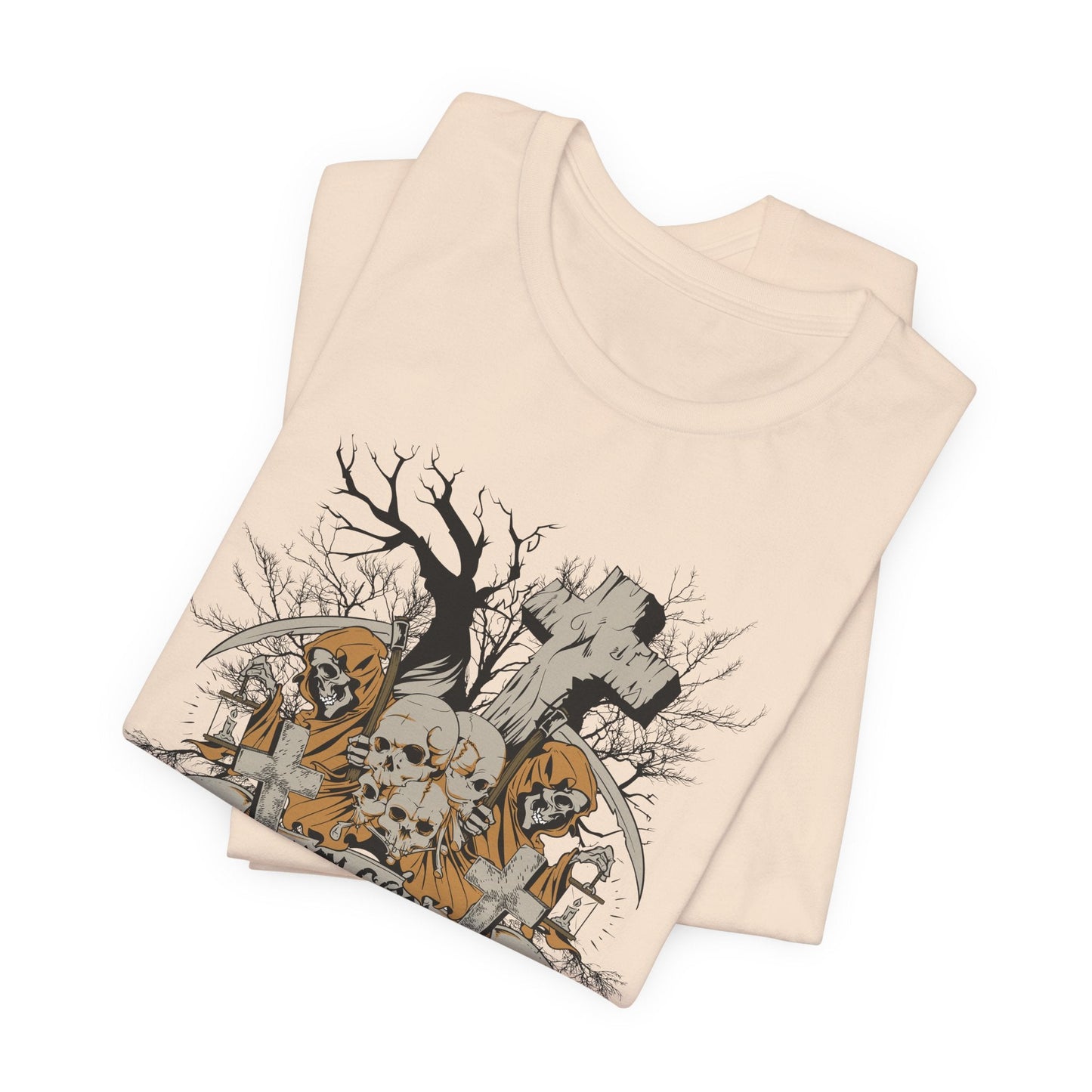 Skull Halloween Graphic Design Unisex Cotton T-Shirt Art-50