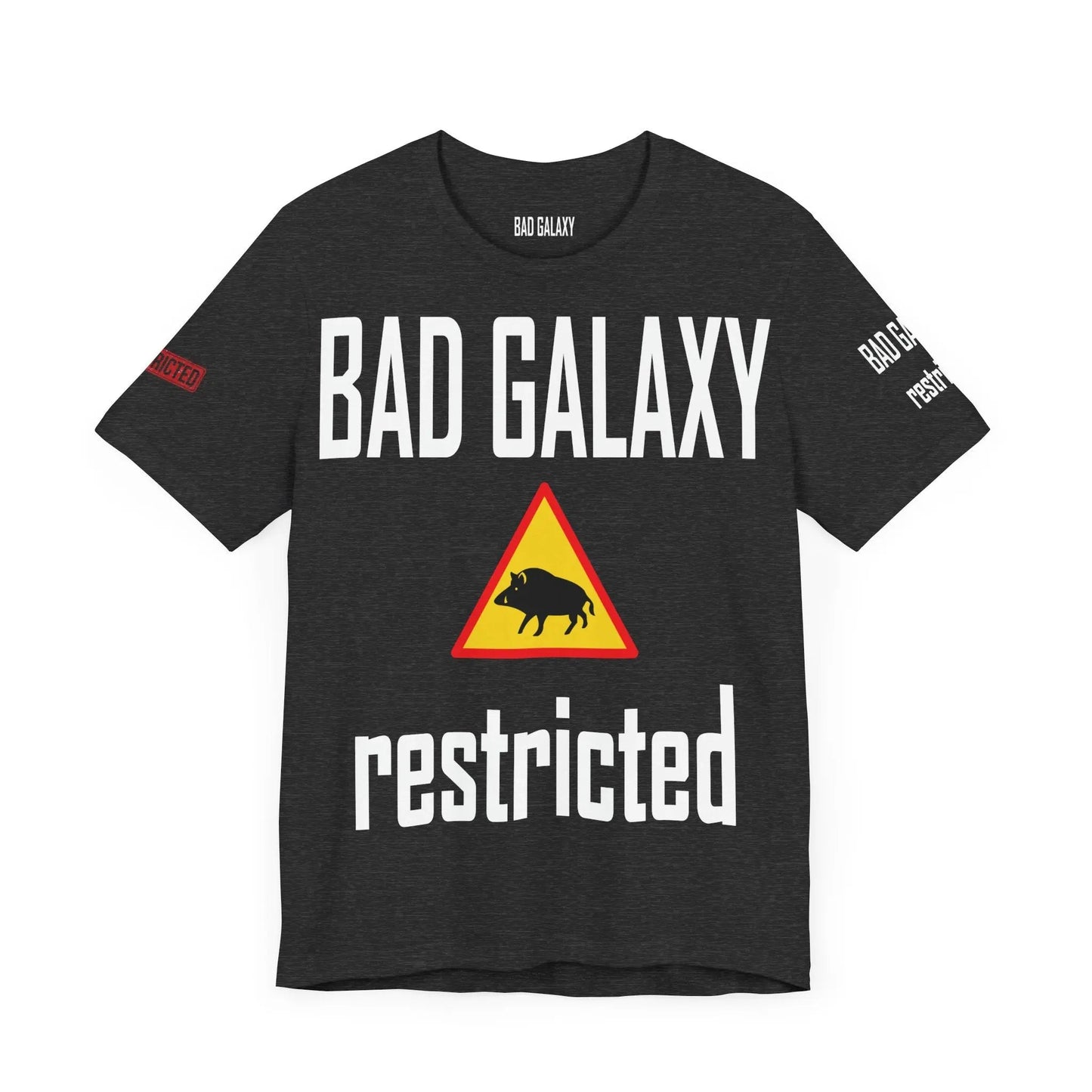 Tee Shirt With Red Stamp From Bad Galaxy Made To Order 100 Percent Cotton USA Printed With Eco Inks