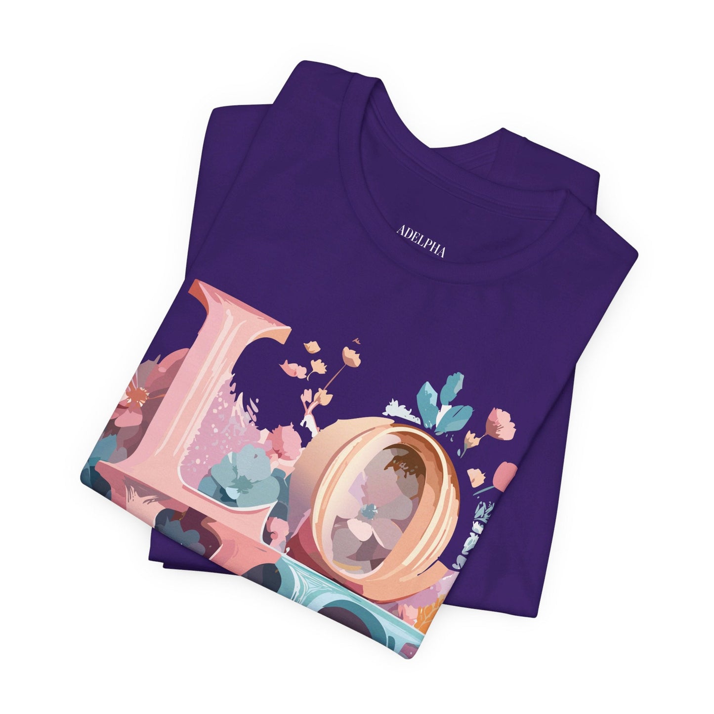 Valentine Day Graphic Unisex 100 Cotton Vintage Artwork with Love and Flower Design Tee 52