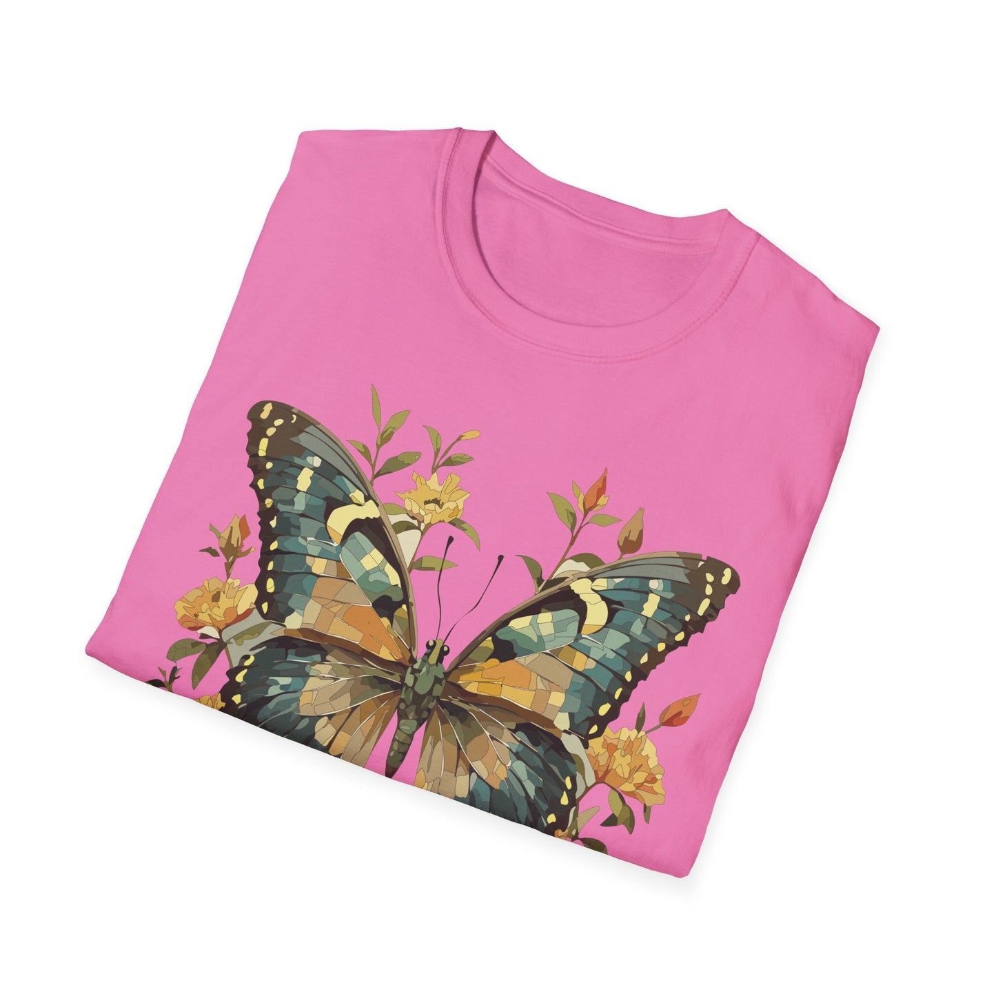Butterfly Print T Shirt Unisex Monarch Shirt Gildan Softstyle 64000 Ring Spun Cotton