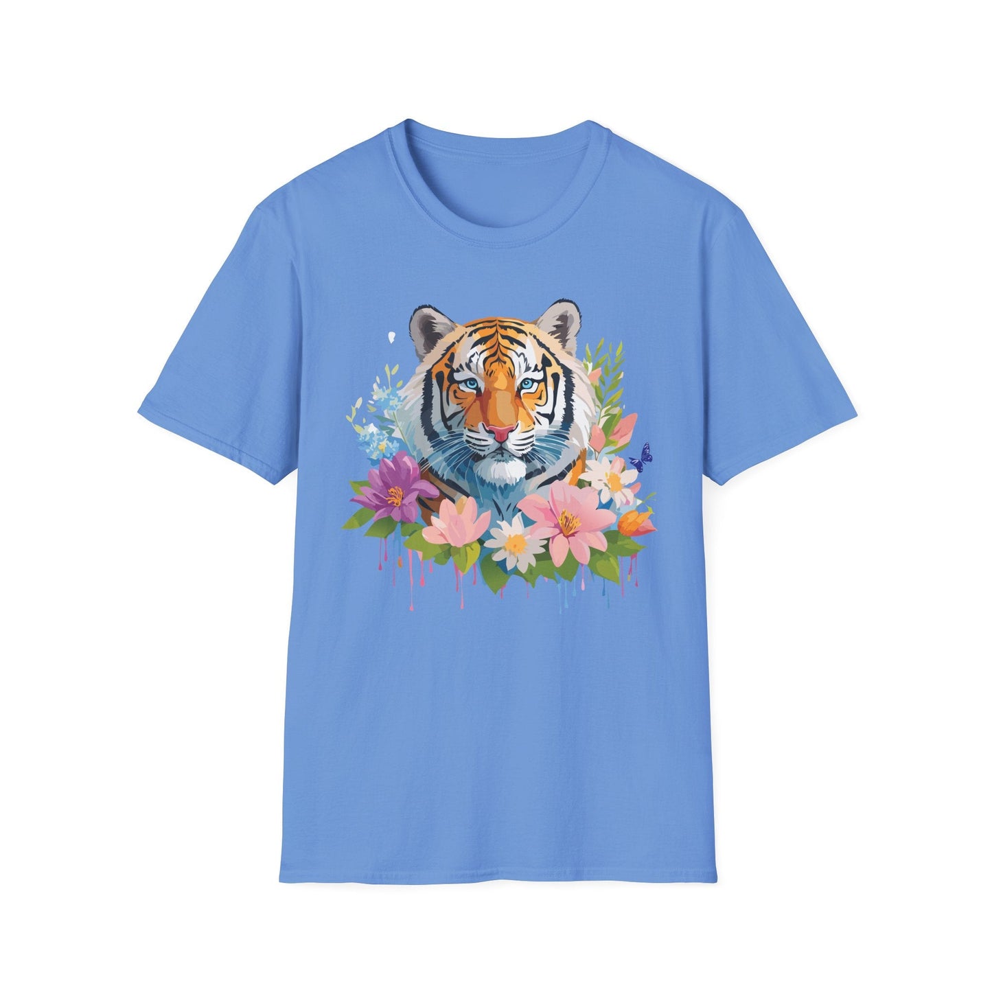 Tiger Print Unisex Softstyle T Shirt 100 Percent Ring Spun Cotton Tee