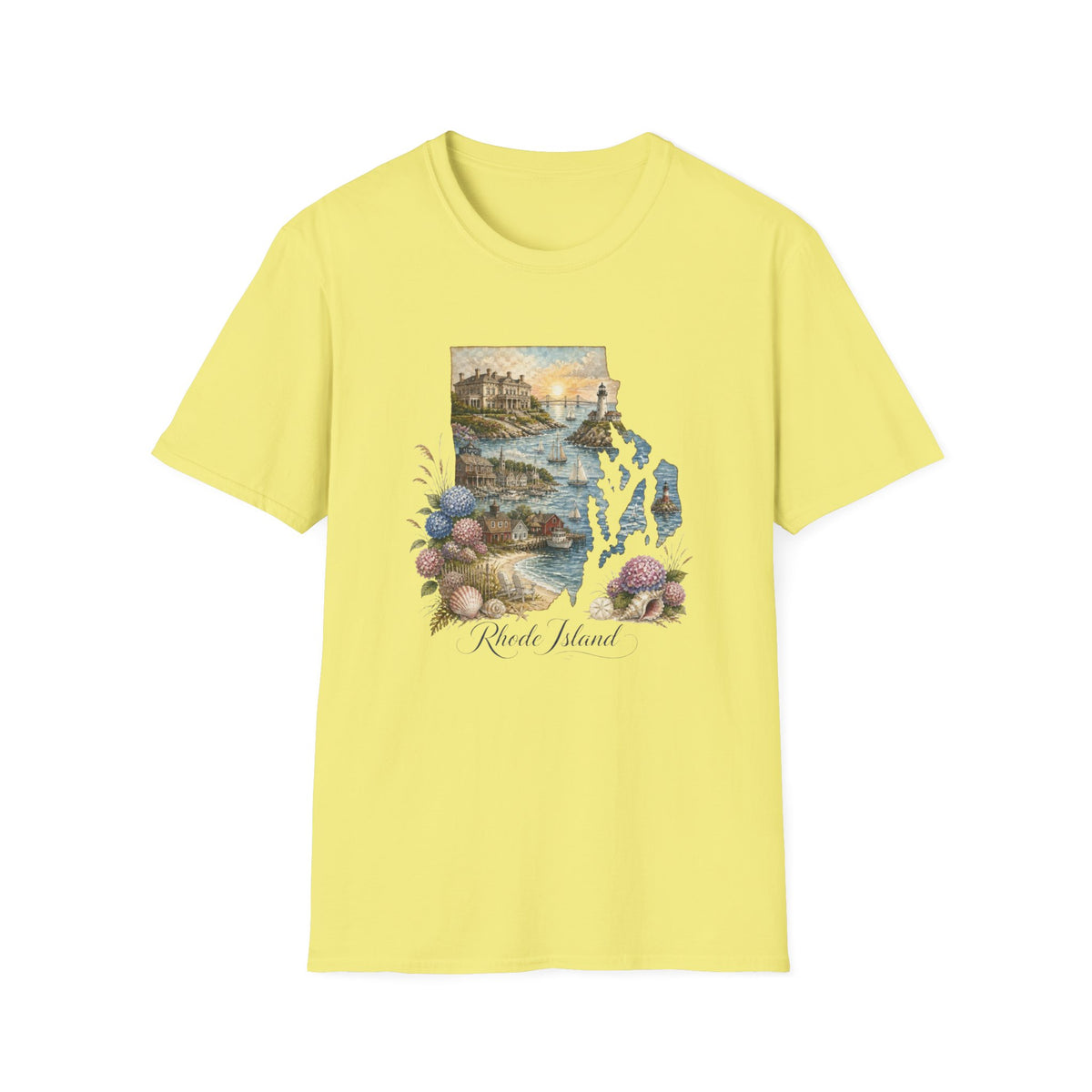 Rhode Island Coastal Vintage Graphic Design Unisex 100 Cotton Gildan T-Shirt