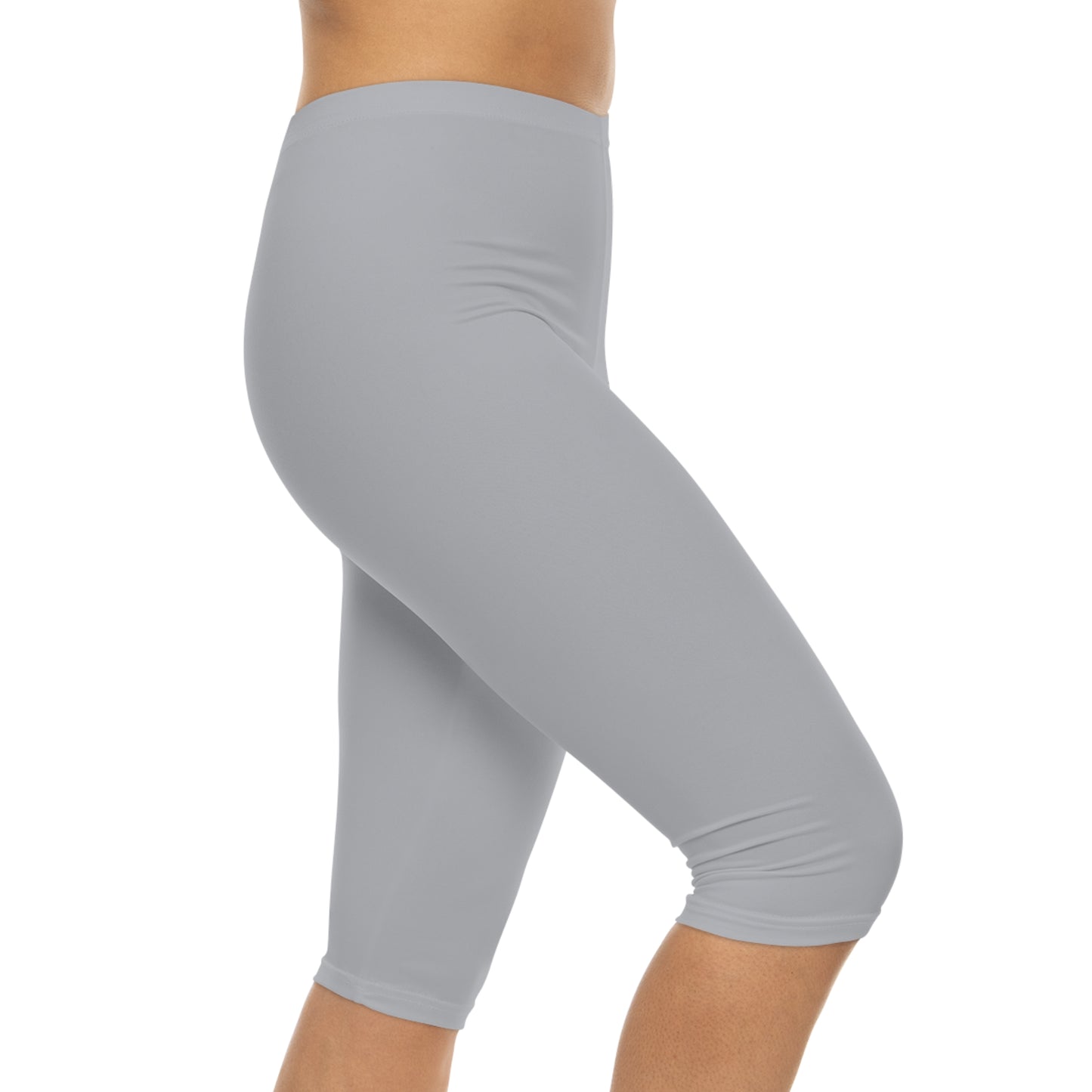 Pale Slate Color Women's Brushed Suede Poly Span Casual Capri Leggings XS-2XL