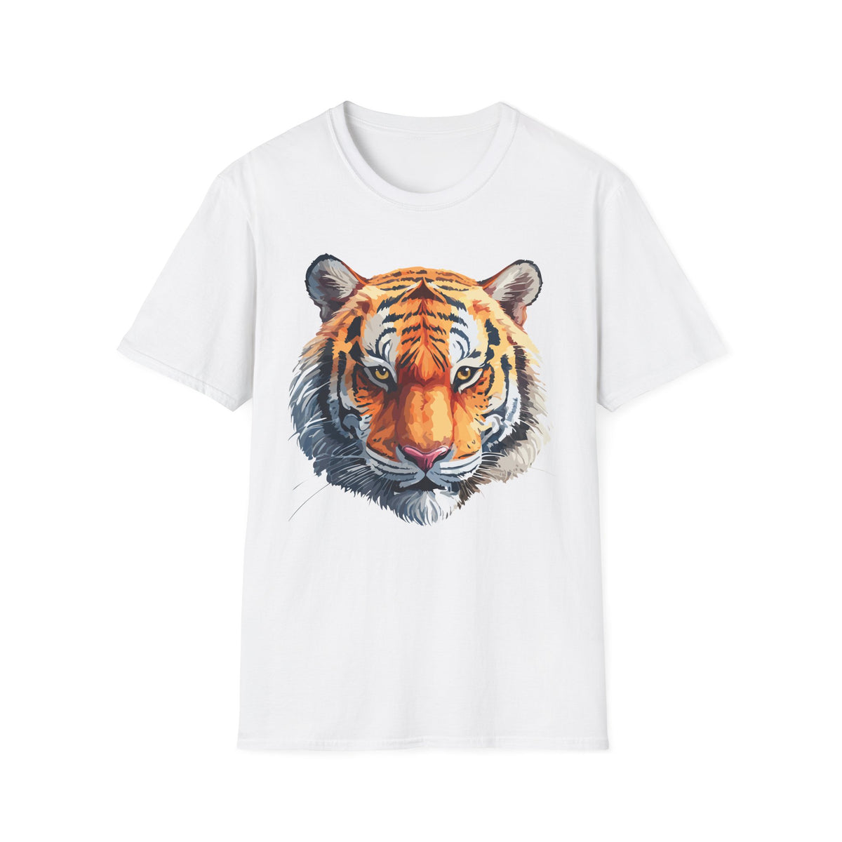 Tiger Face T-Shirt | Bold Watercolor Tiger Portrait
