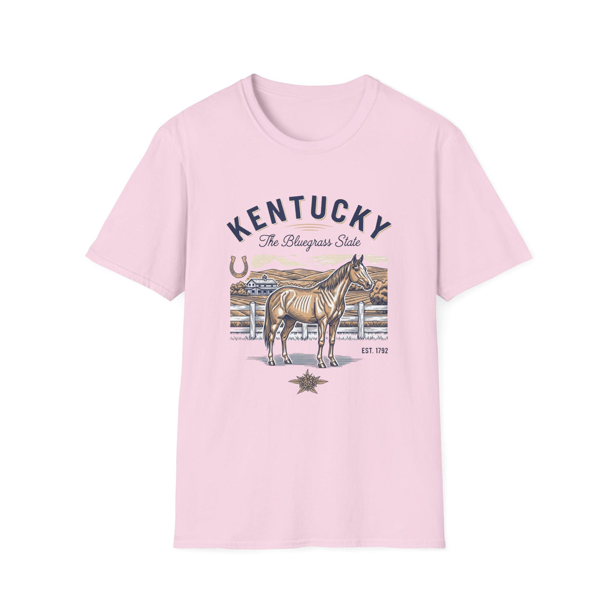 Kentucky Horse Ranch T‑Shirt — The Bluegrass State Travel Tourist Graphic Design Unisex 100 Cotton Gildan T-Shirt
