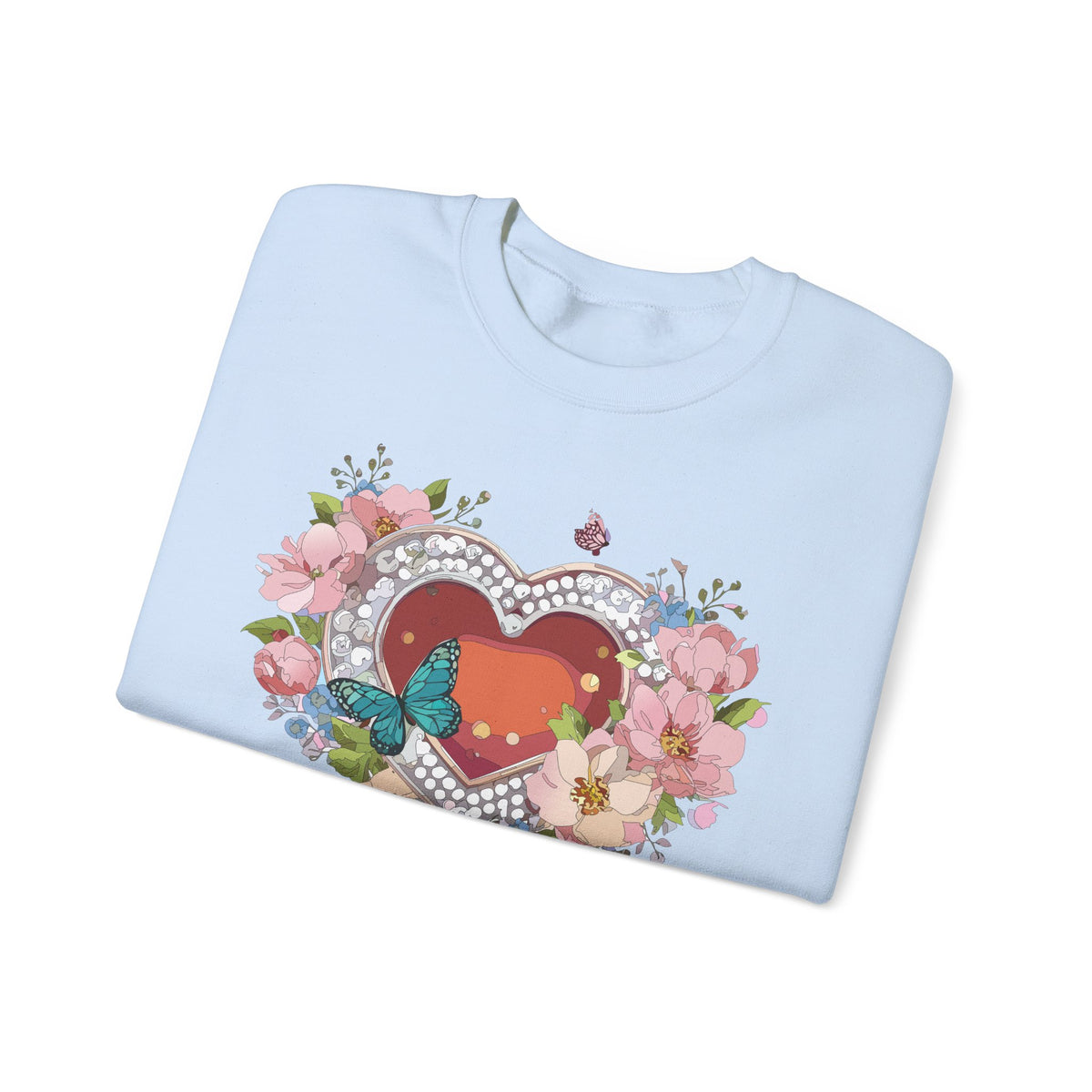 Floral Heart Love Graphic Valentine's Day Sweatshirt Unisex 50/50 Cotton-Poly Sweatshirt w40
