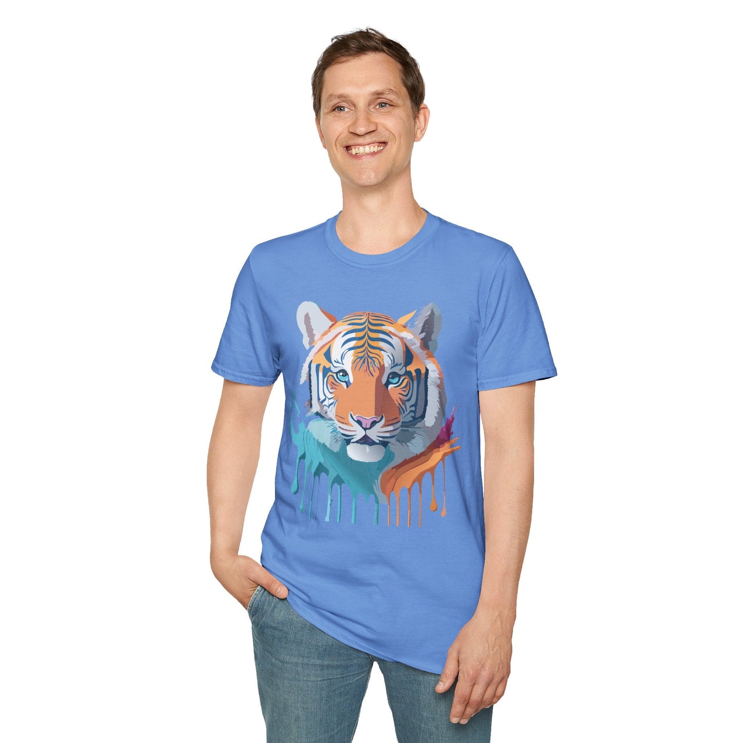 Tiger Print Shirt Unisex Softstyle Tee 100 Percent Ring Spun Cotton