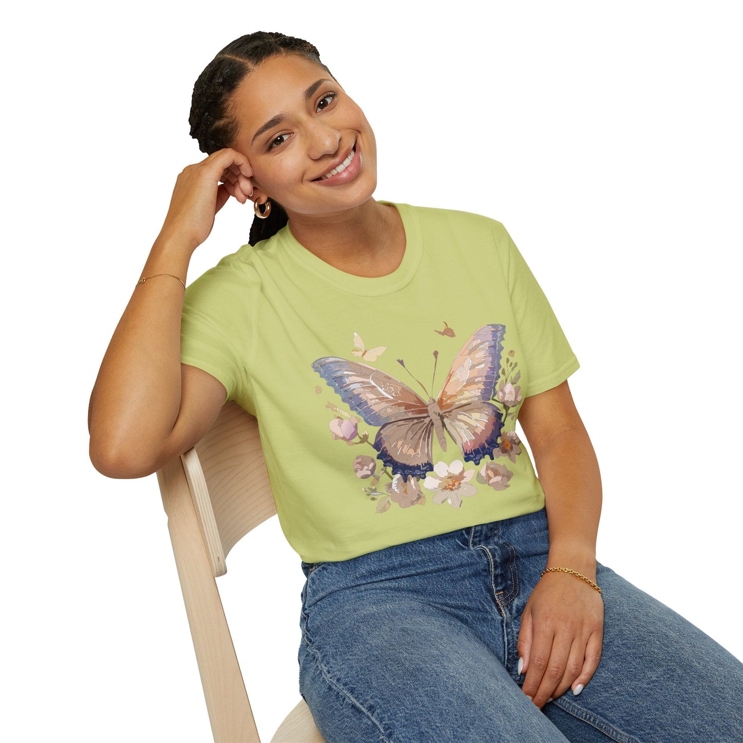 Butterfly T Shirt Unisex Softstyle Monarch Design 100 Percent Cotton Tee For Everyday Comfort